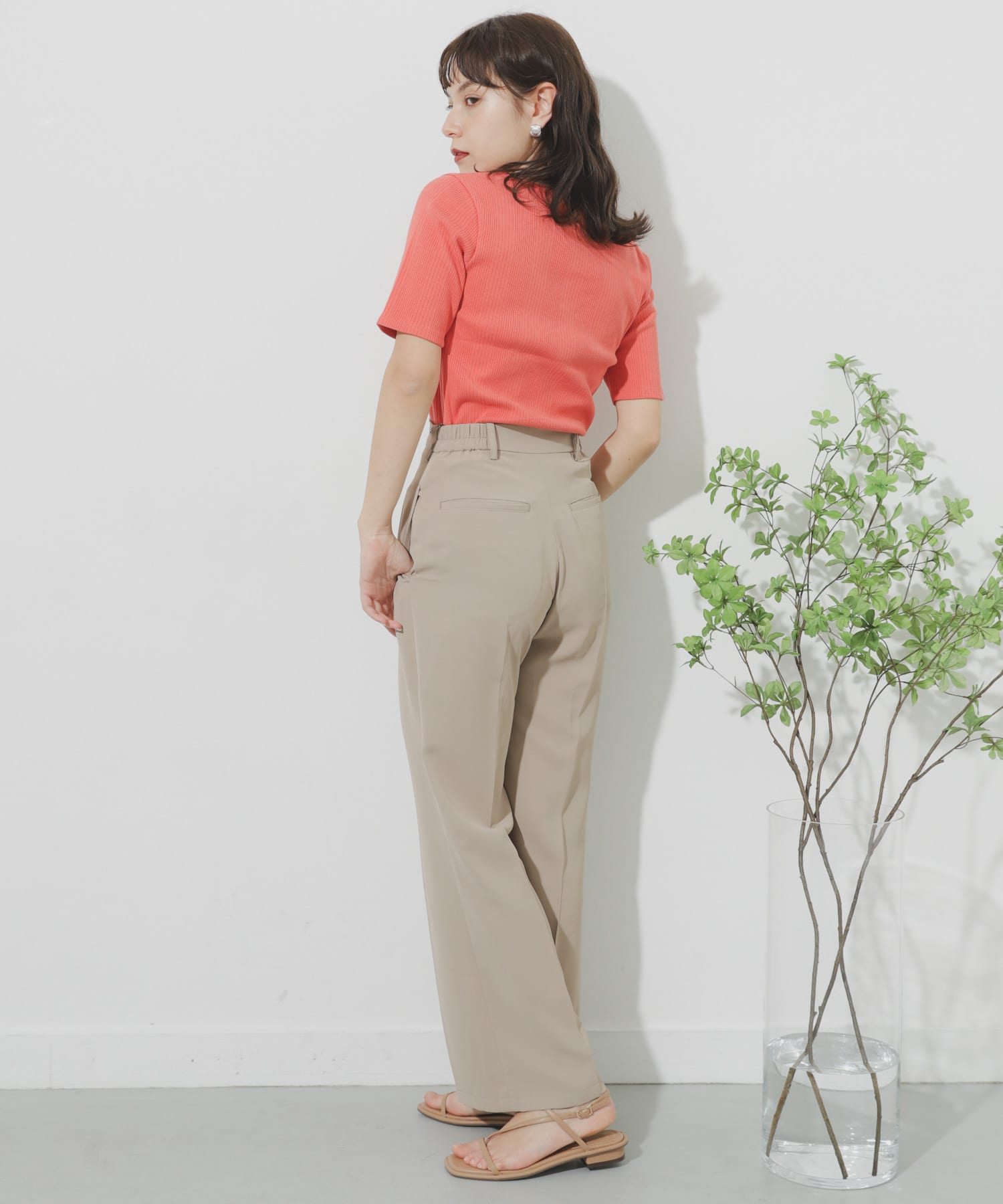 ジョーゼットフレアパンツ BEIGE M