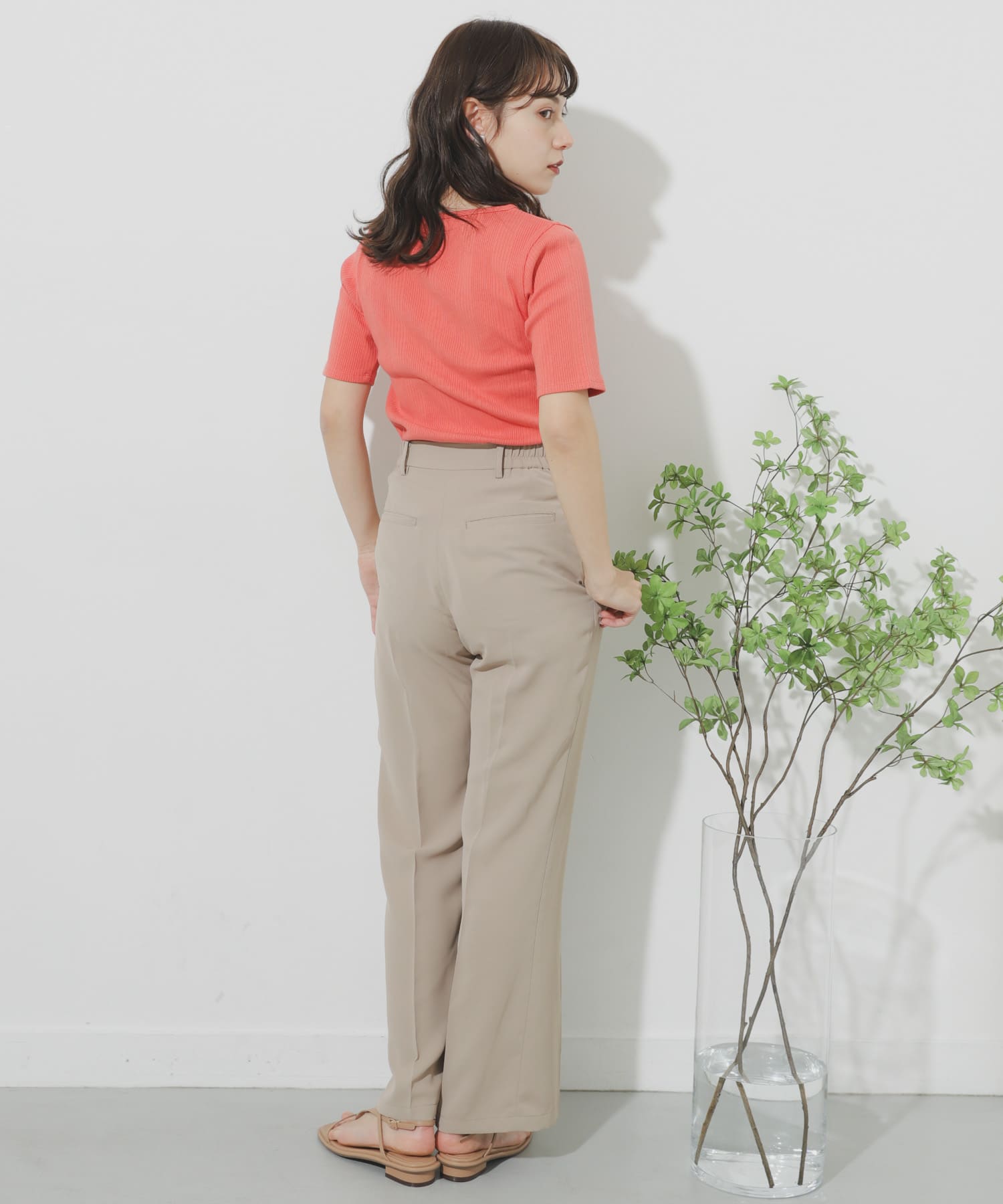 ジョーゼットフレアパンツ BEIGE M