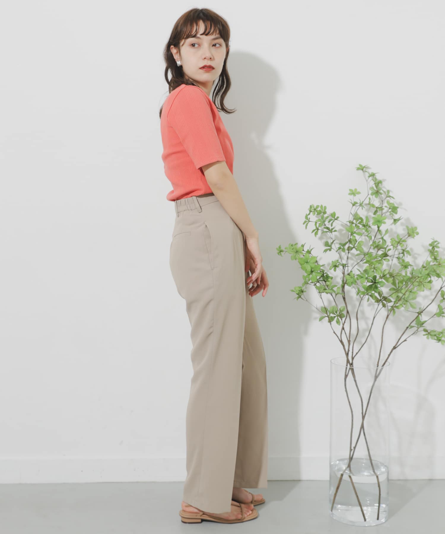 ジョーゼットフレアパンツ BEIGE M