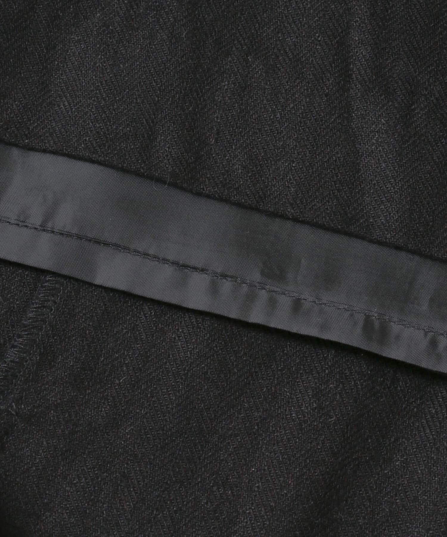 リネンヘリンボーンパイピングスカート BLACK S