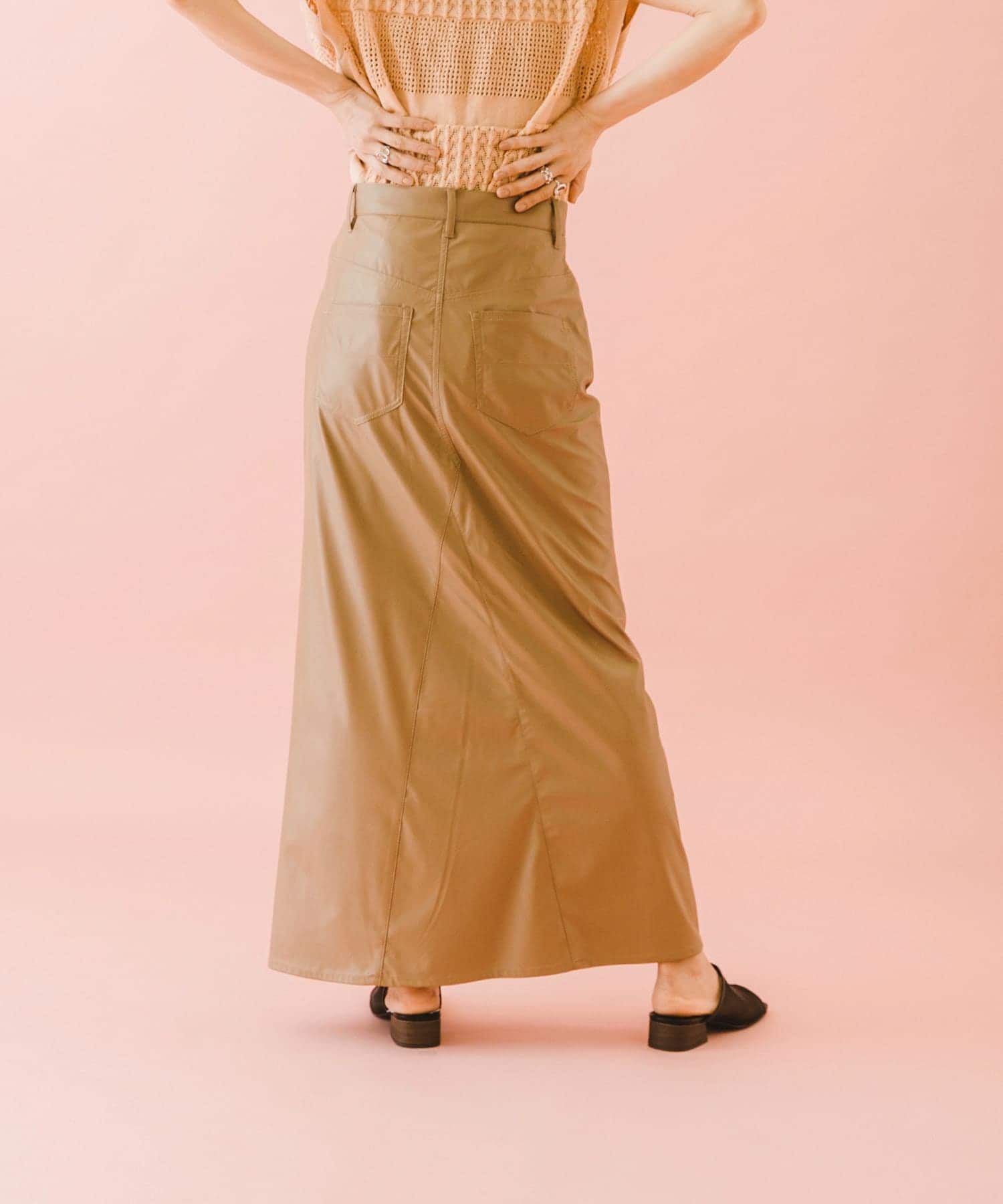 naturaglace×SENSE OF PLACE　『別注』ナチュラグラッセフェイクレザースカート BROWN one