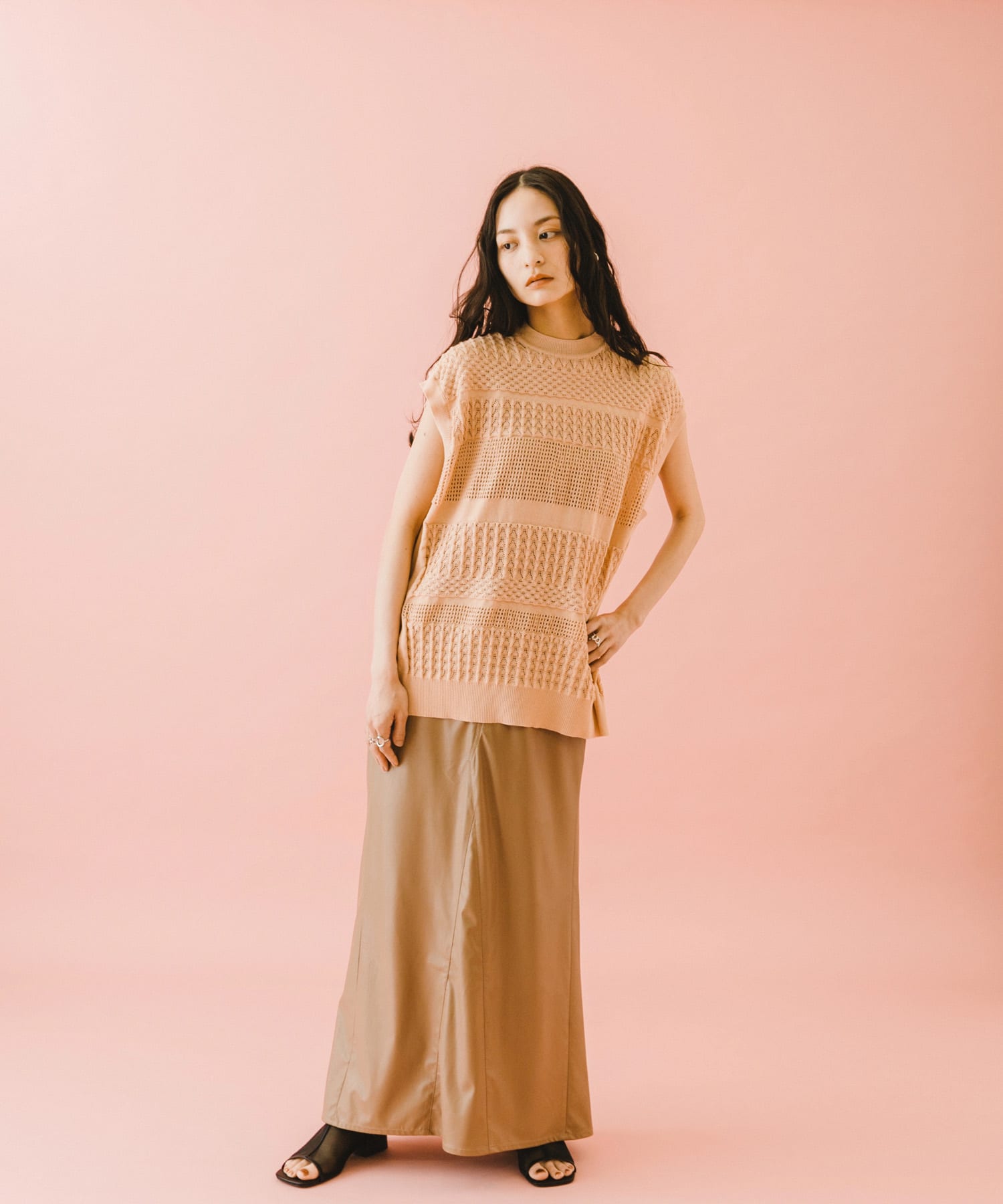 naturaglace×SENSE OF PLACE　『別注』ナチュラグラッセフェイクレザースカート BROWN one