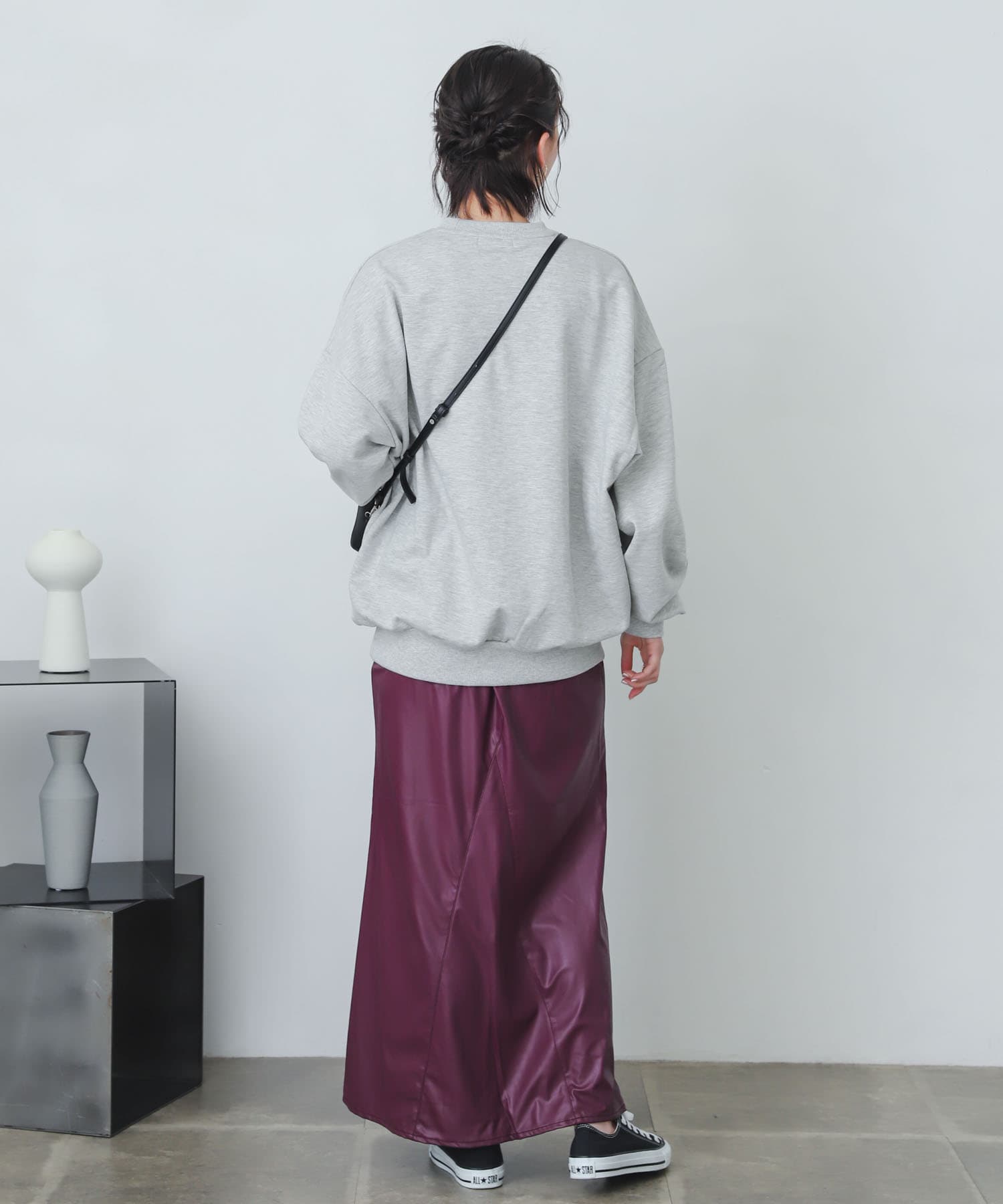 naturaglace×SENSE OF PLACE　『別注』ナチュラグラッセフェイクレザースカート PURPLE one