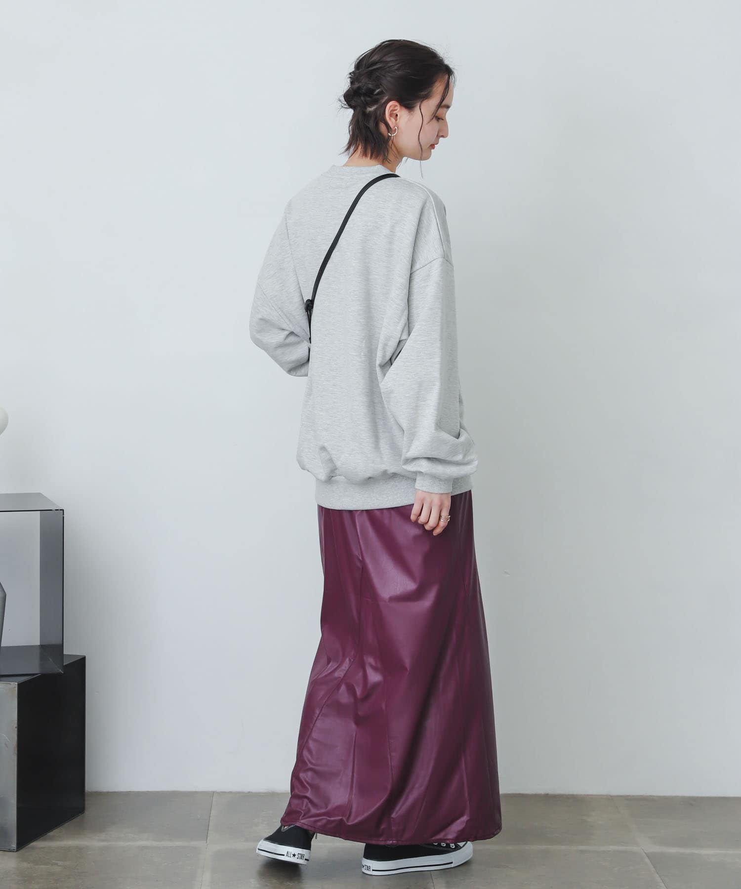 naturaglace×SENSE OF PLACE　『別注』ナチュラグラッセフェイクレザースカート PURPLE one