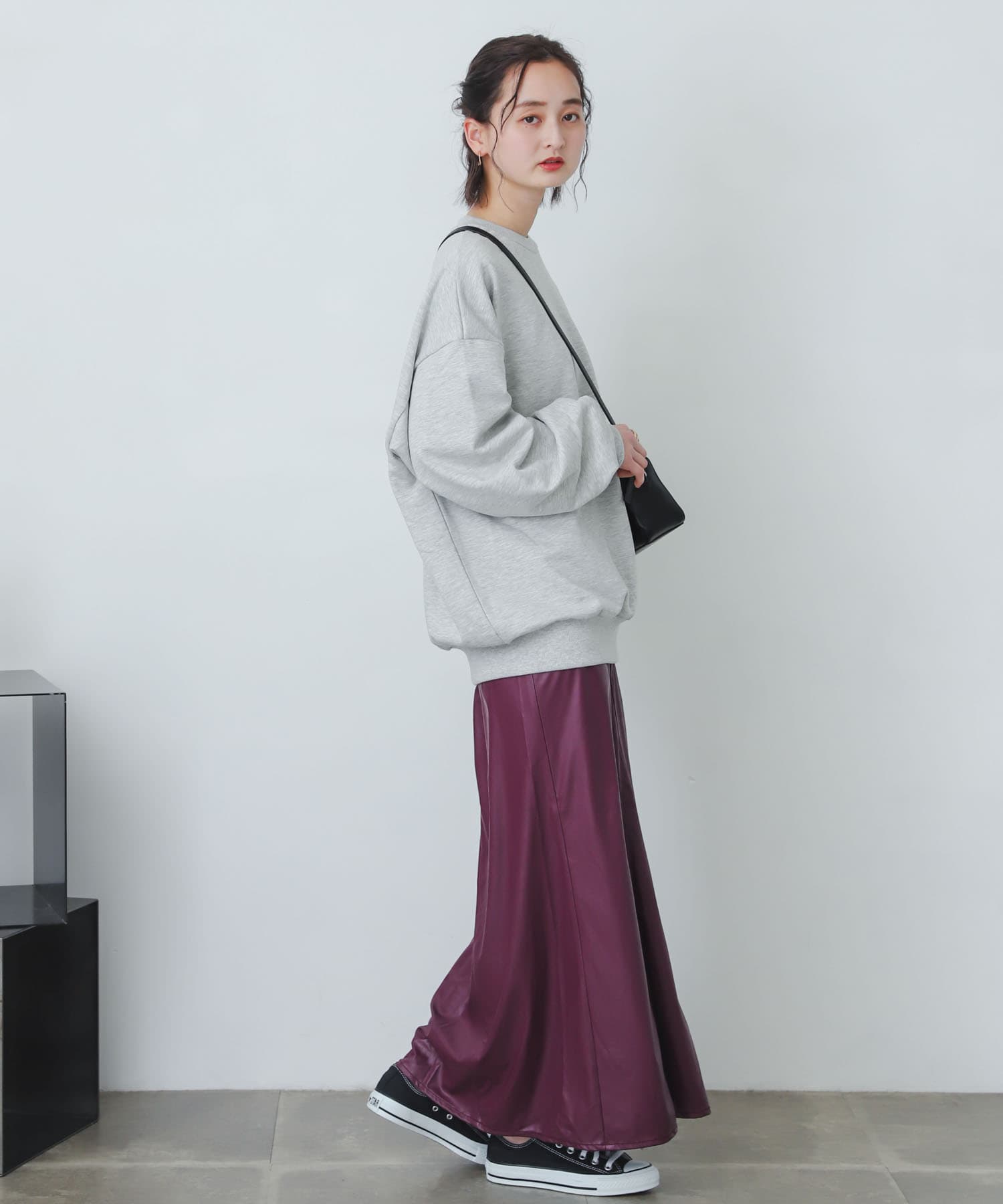 naturaglace×SENSE OF PLACE　『別注』ナチュラグラッセフェイクレザースカート PURPLE one