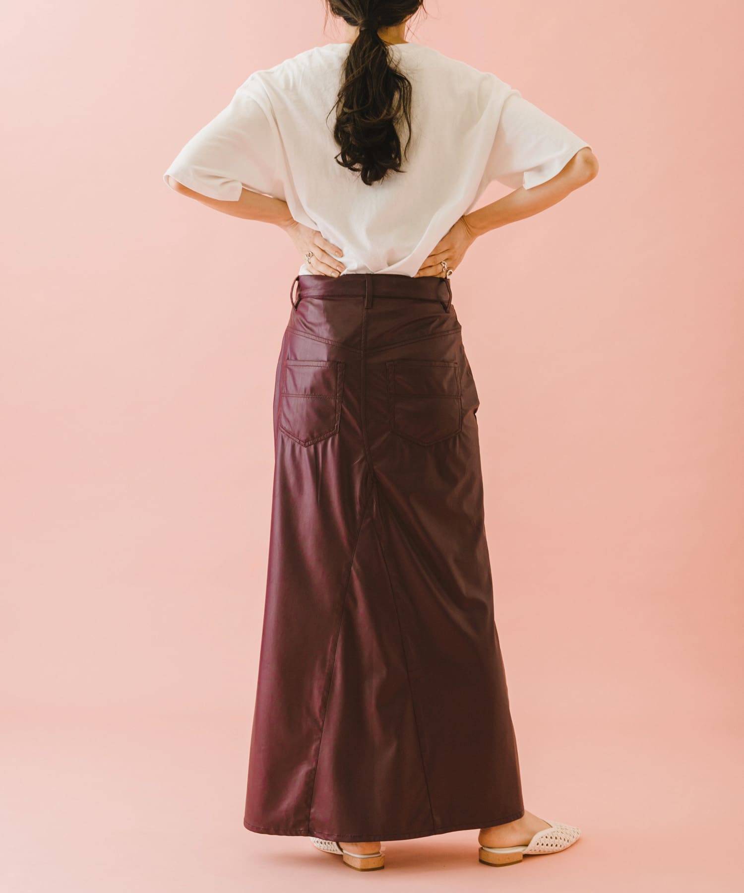 naturaglace×SENSE OF PLACE　『別注』ナチュラグラッセフェイクレザースカート PURPLE one