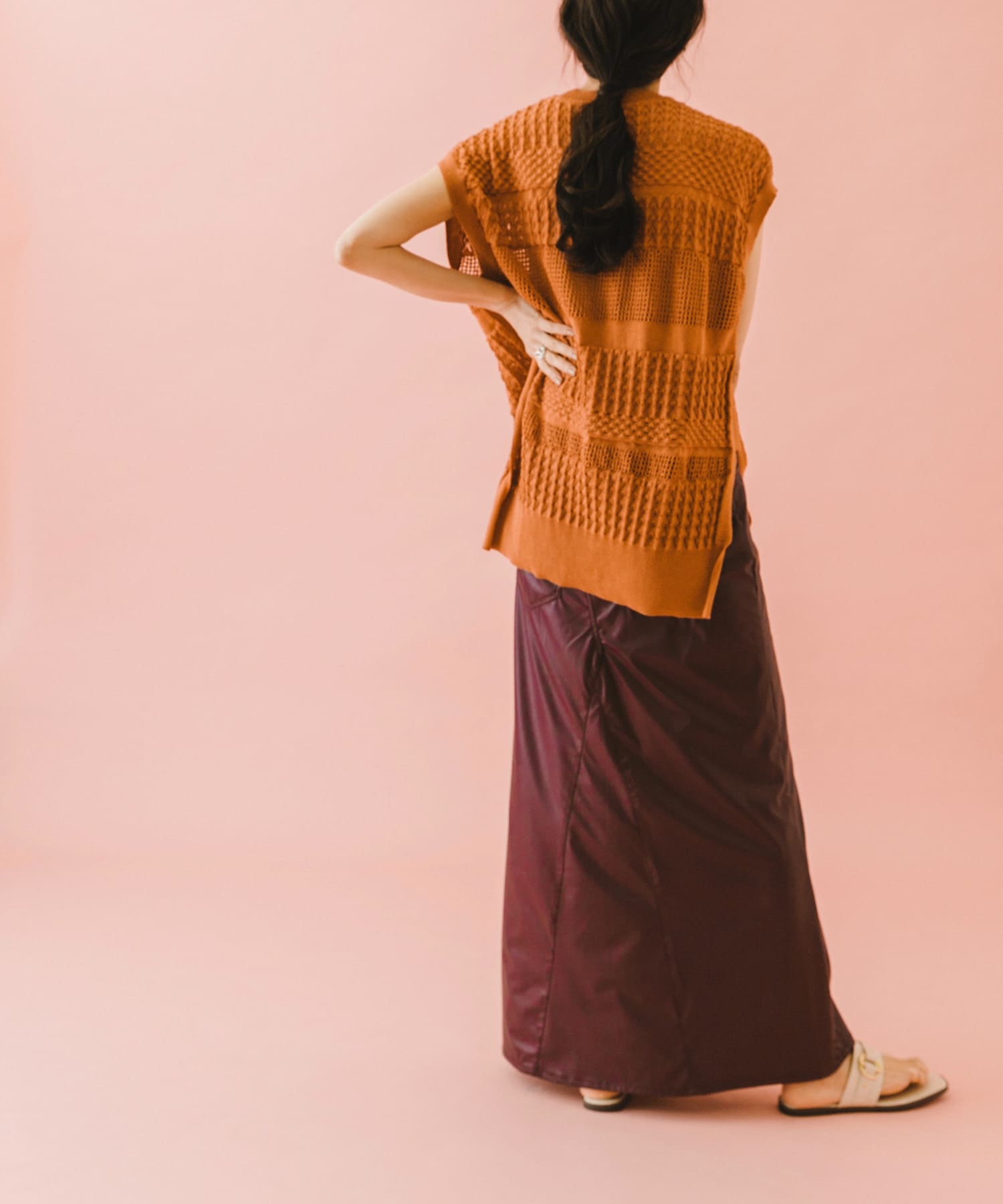 naturaglace×SENSE OF PLACE　『別注』ナチュラグラッセフェイクレザースカート PURPLE one