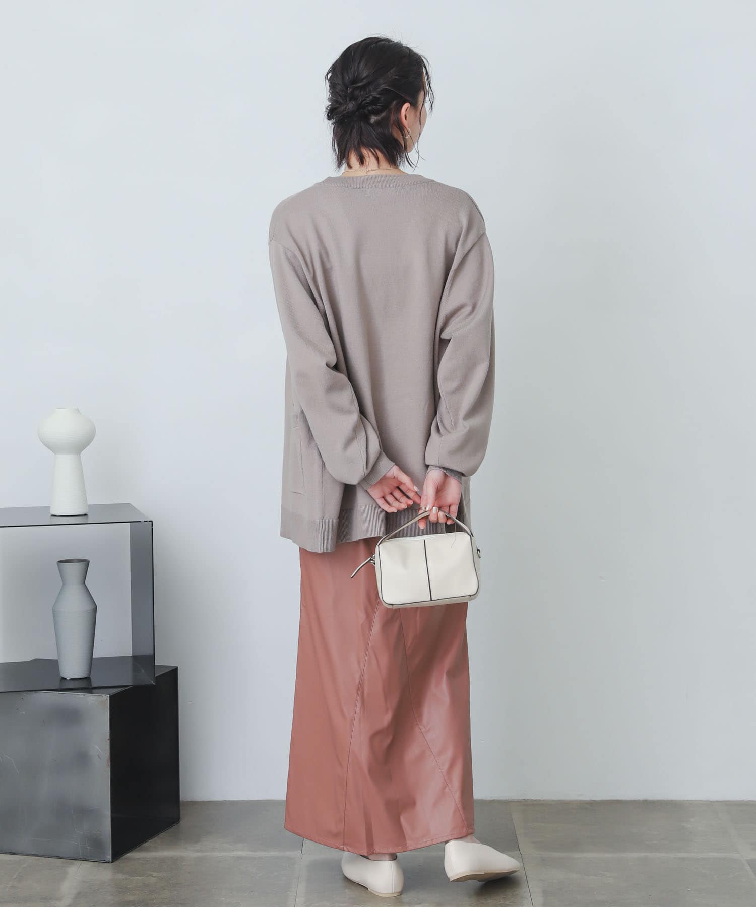 naturaglace×SENSE OF PLACE　『別注』ナチュラグラッセフェイクレザースカート PINK one
