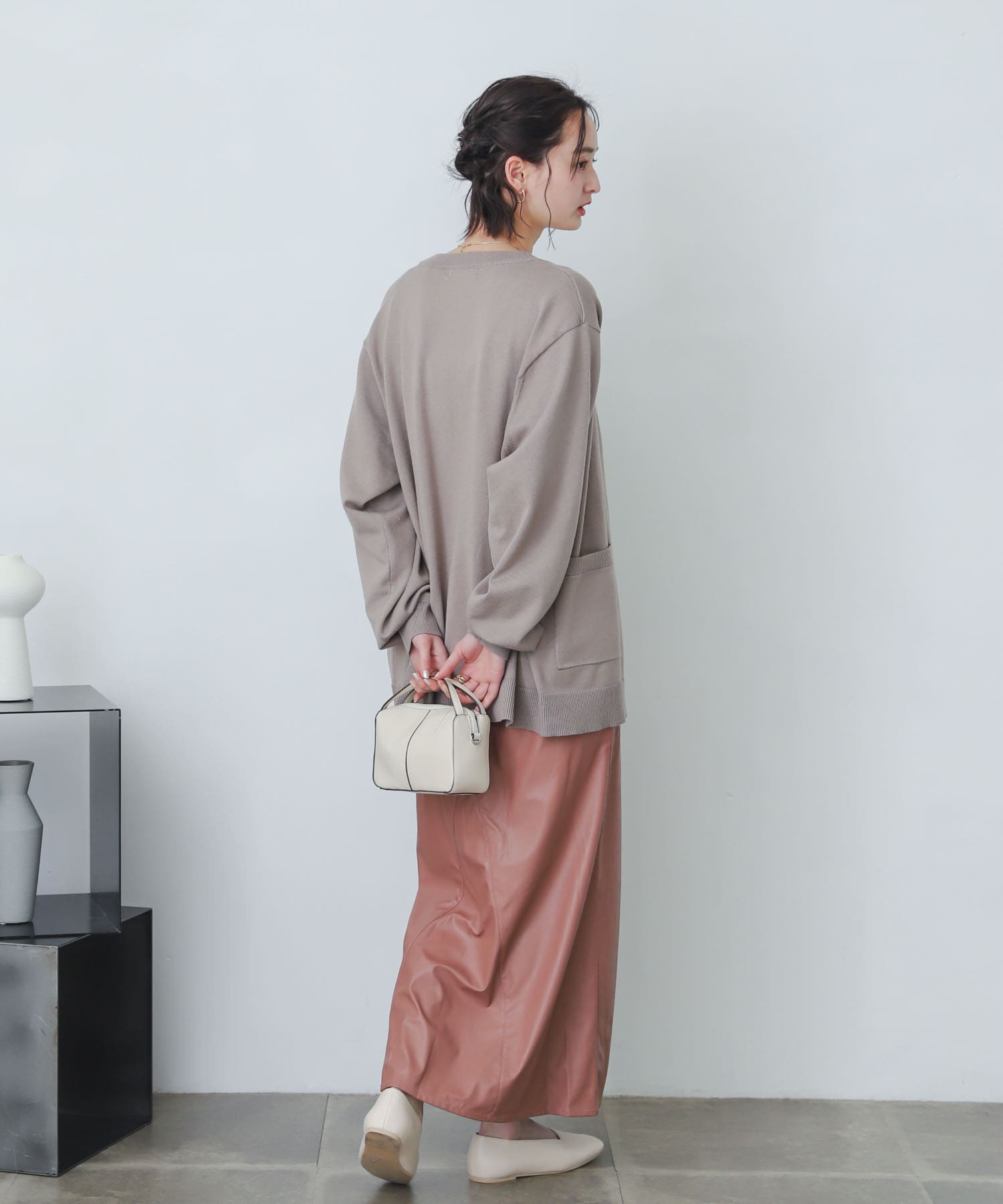 naturaglace×SENSE OF PLACE　『別注』ナチュラグラッセフェイクレザースカート PINK one