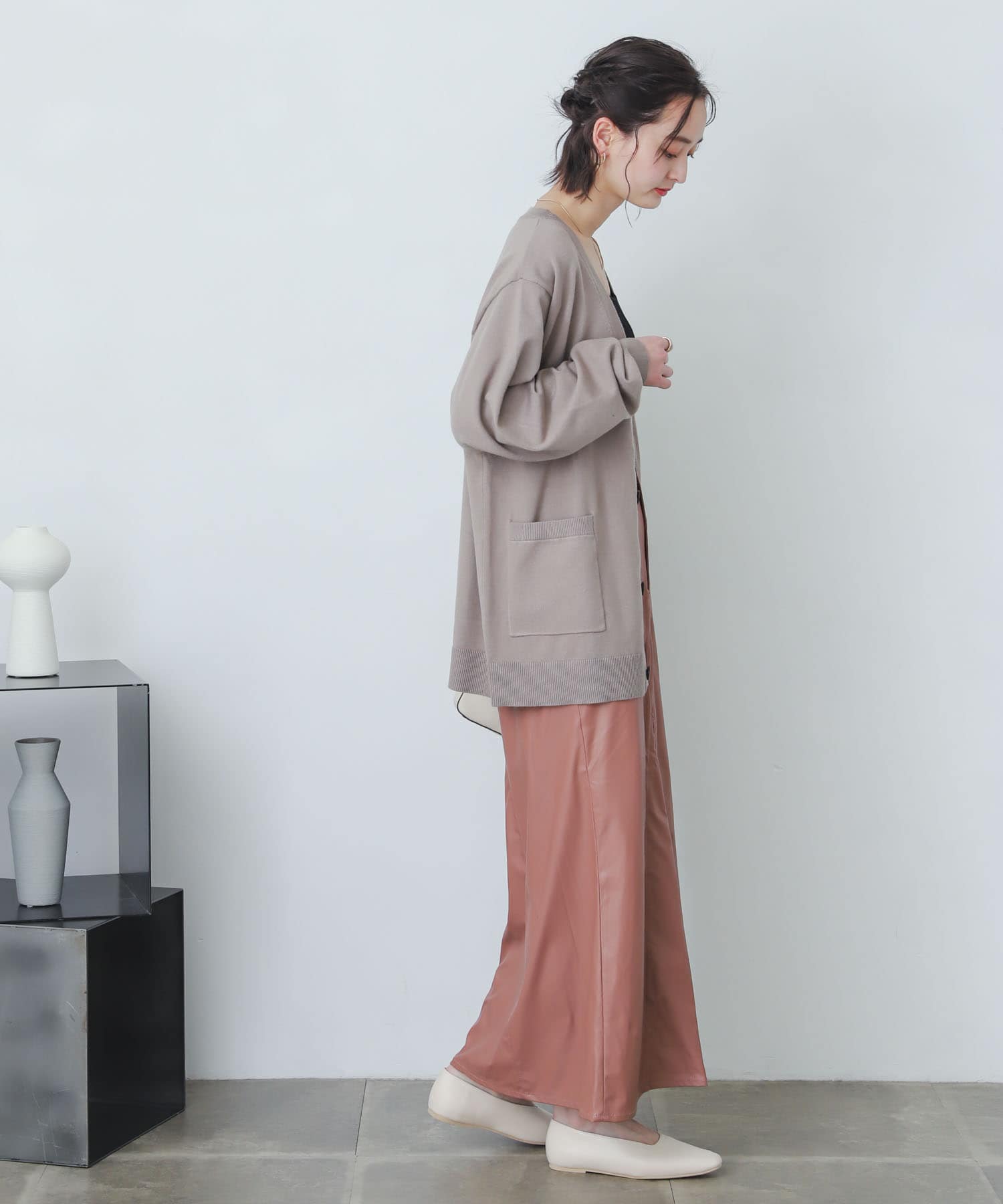 naturaglace×SENSE OF PLACE　『別注』ナチュラグラッセフェイクレザースカート PINK one