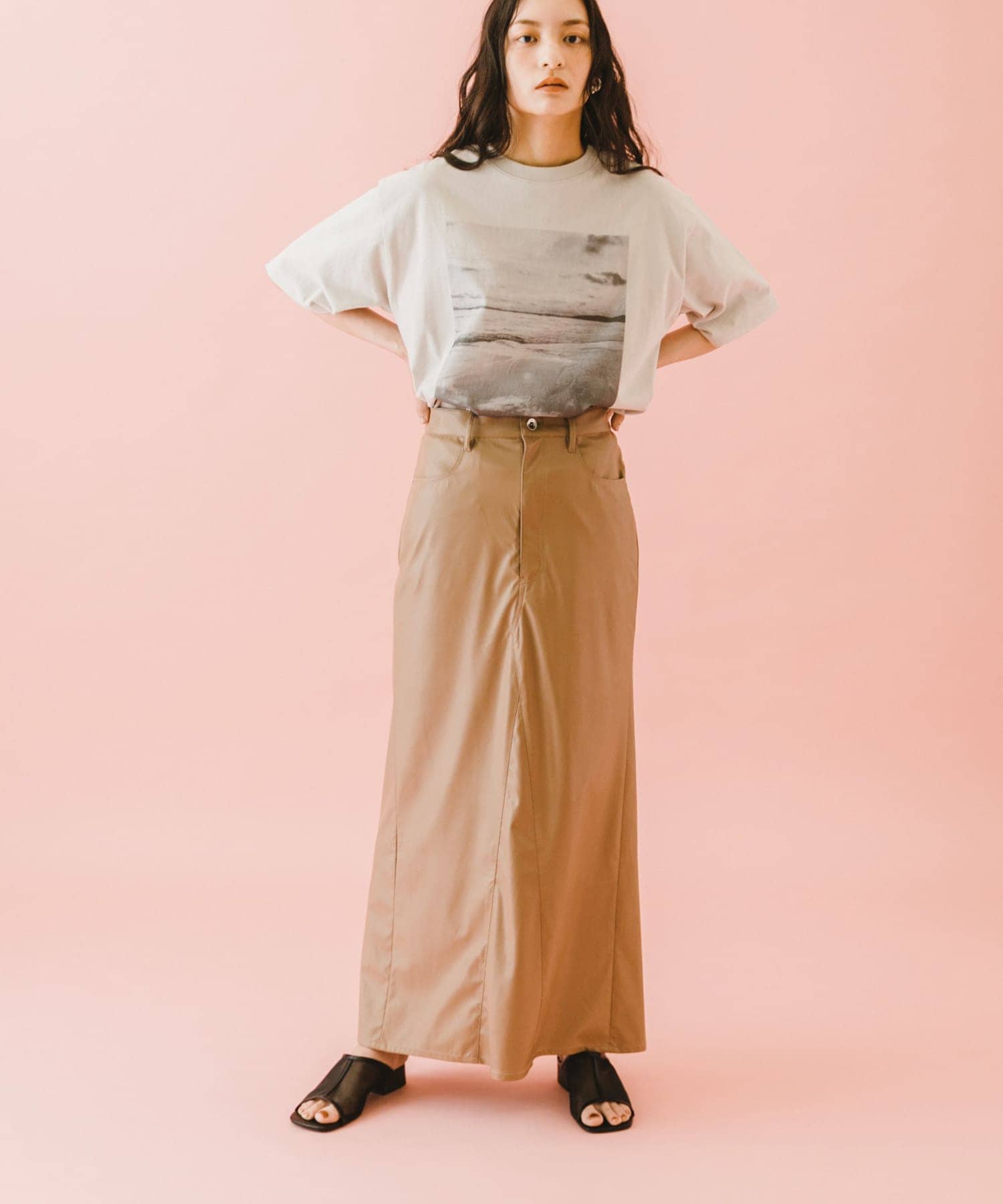 naturaglace×SENSE OF PLACE　『別注』ナチュラグラッセフェイクレザースカート PINK one