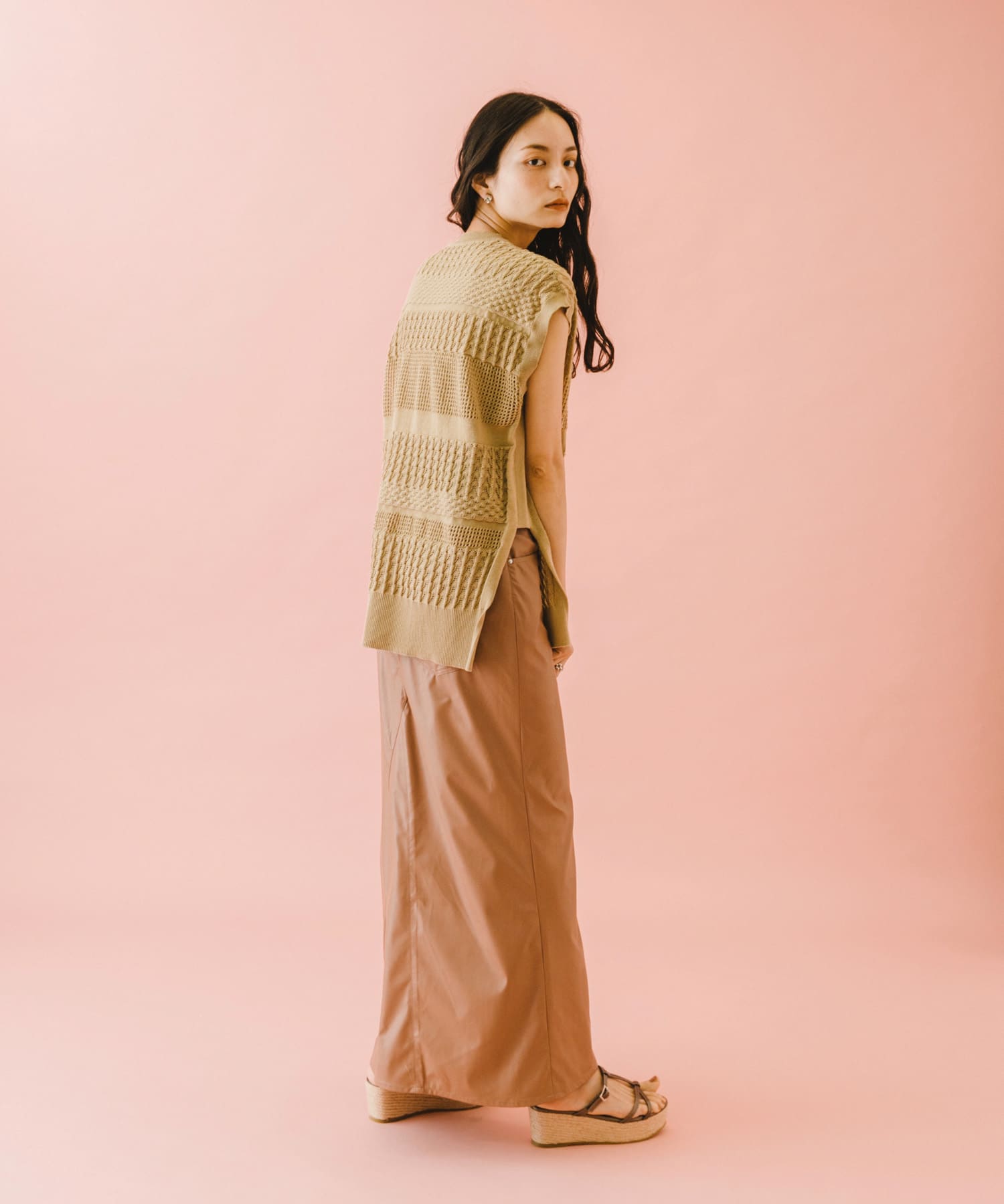 naturaglace×SENSE OF PLACE　『別注』ナチュラグラッセフェイクレザースカート PINK one