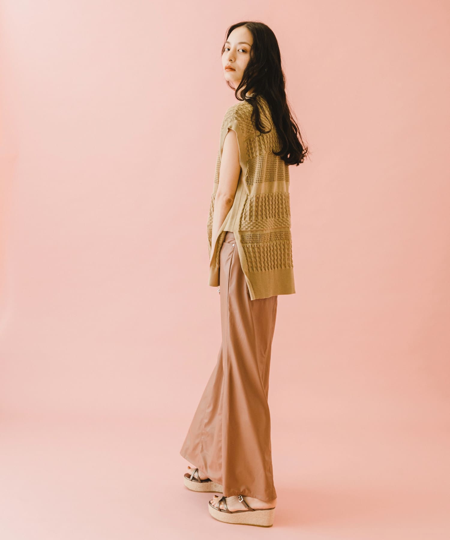 naturaglace×SENSE OF PLACE　『別注』ナチュラグラッセフェイクレザースカート PINK one