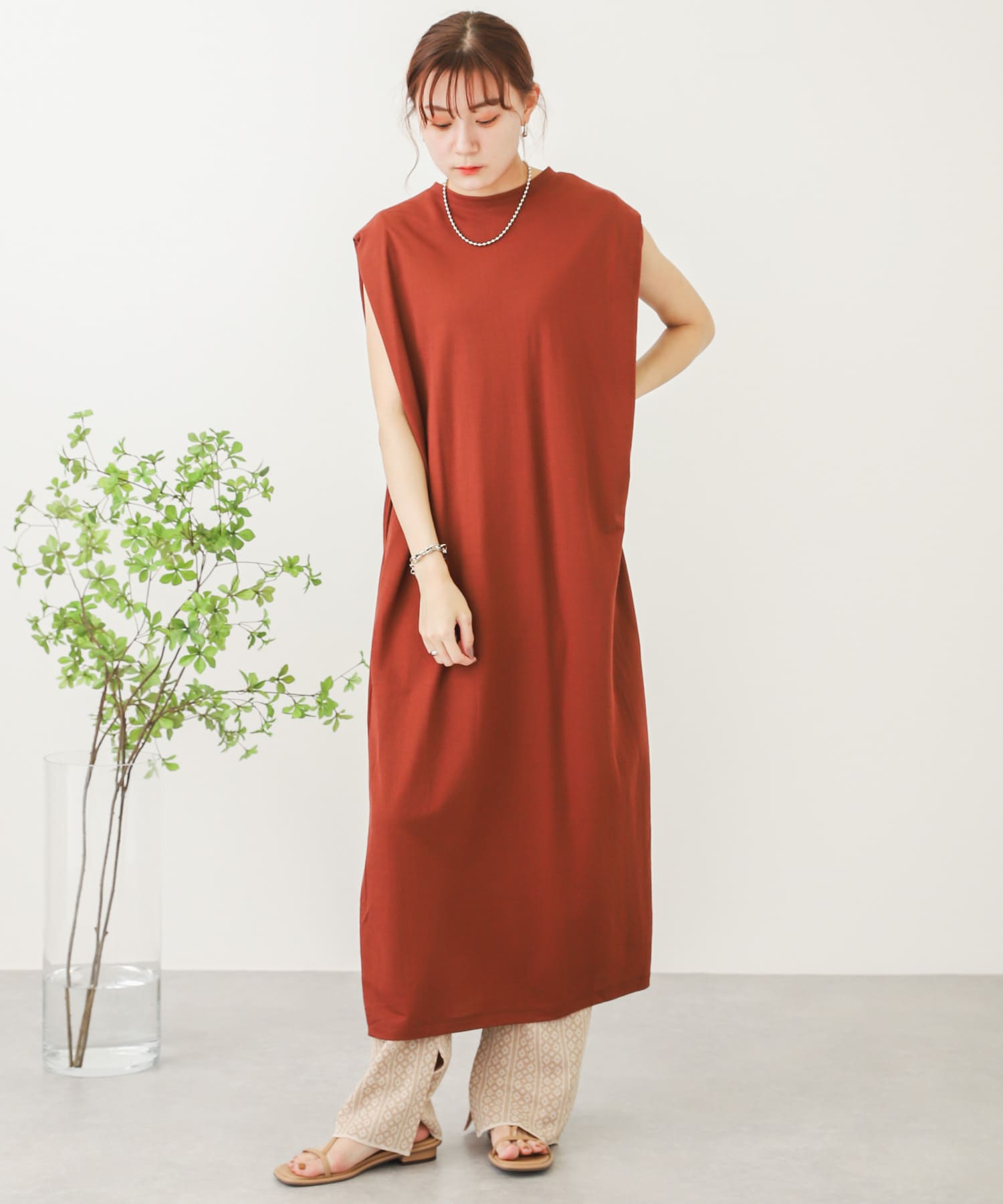 バックタックロングワンピース L.BROWN one