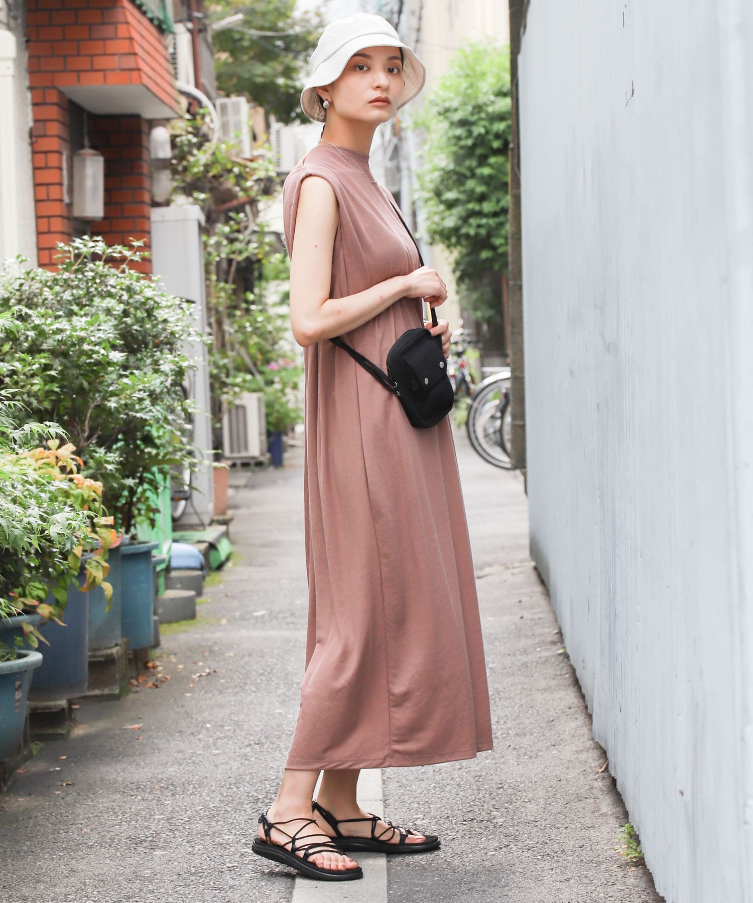 バックタックロングワンピース PINK one
