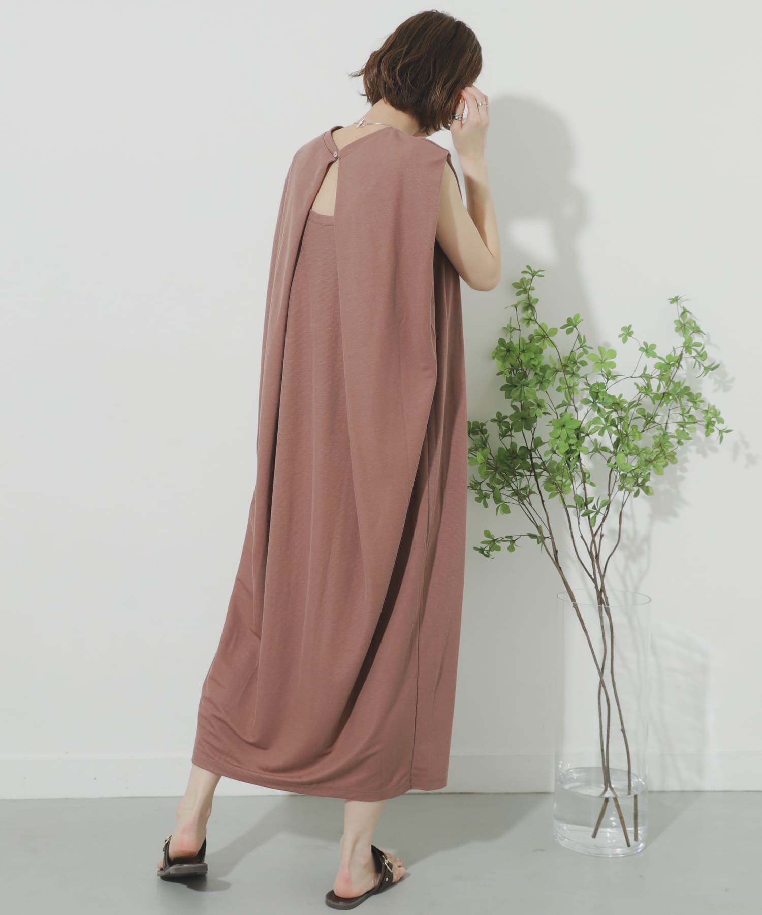 バックタックロングワンピース PINK one