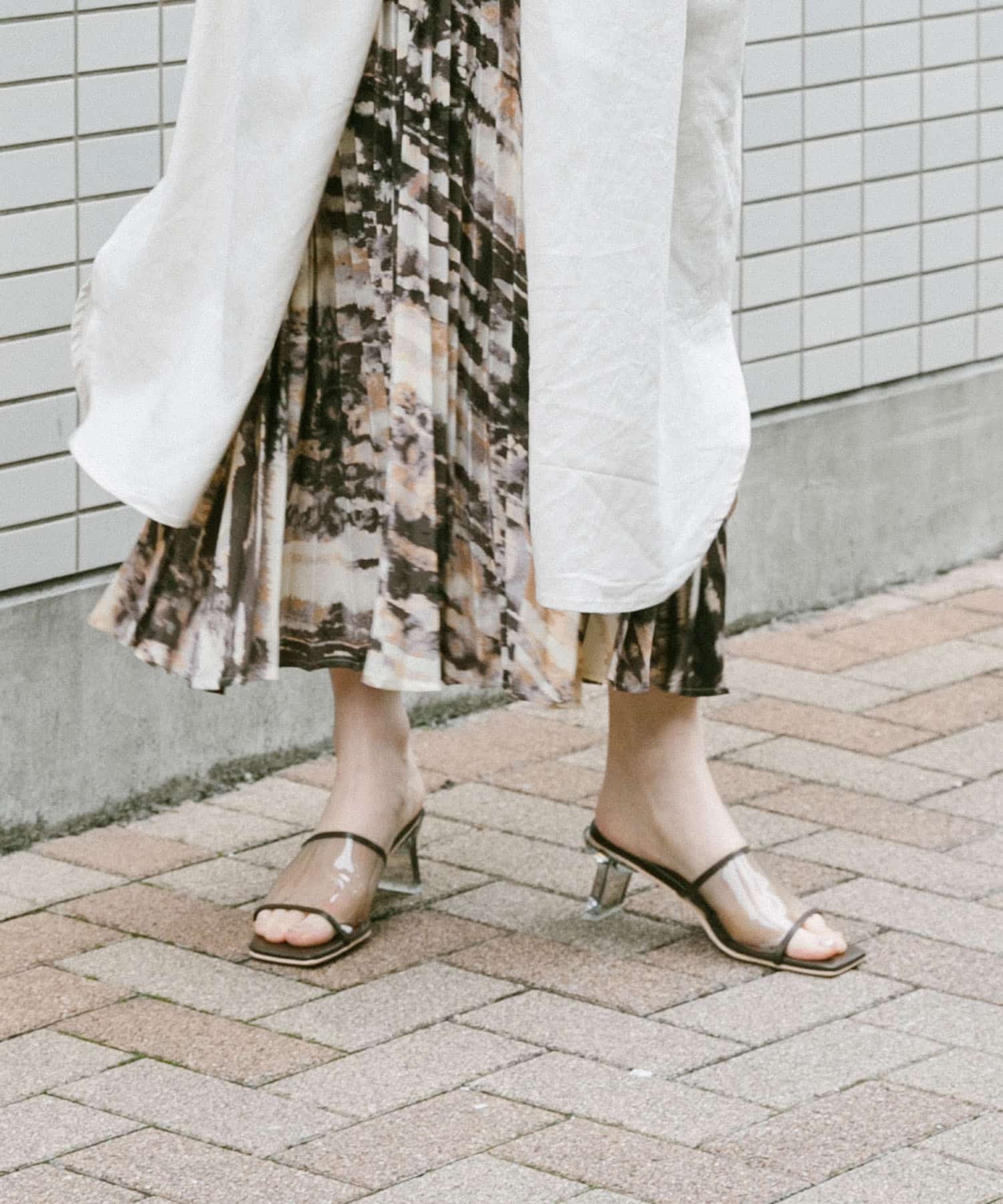 ワンバンドクリアヒールサンダル BROWN S