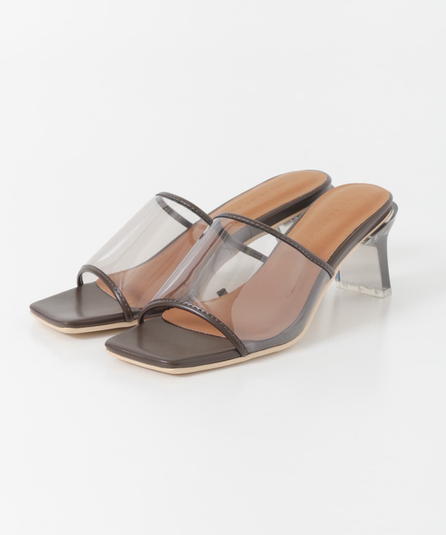 ワンバンドクリアヒールサンダル BROWN S