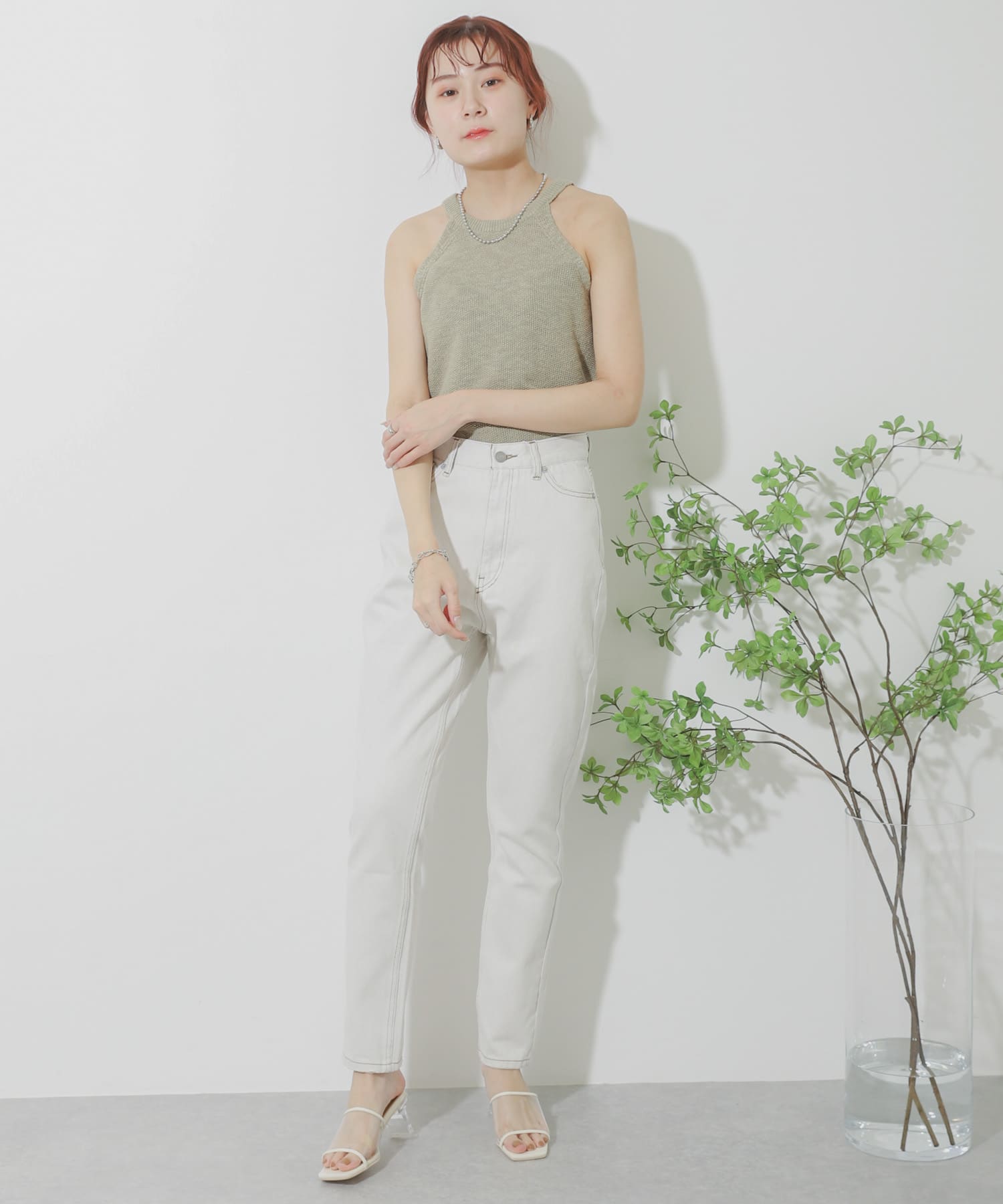 ワンバンドクリアヒールサンダル IVORY S