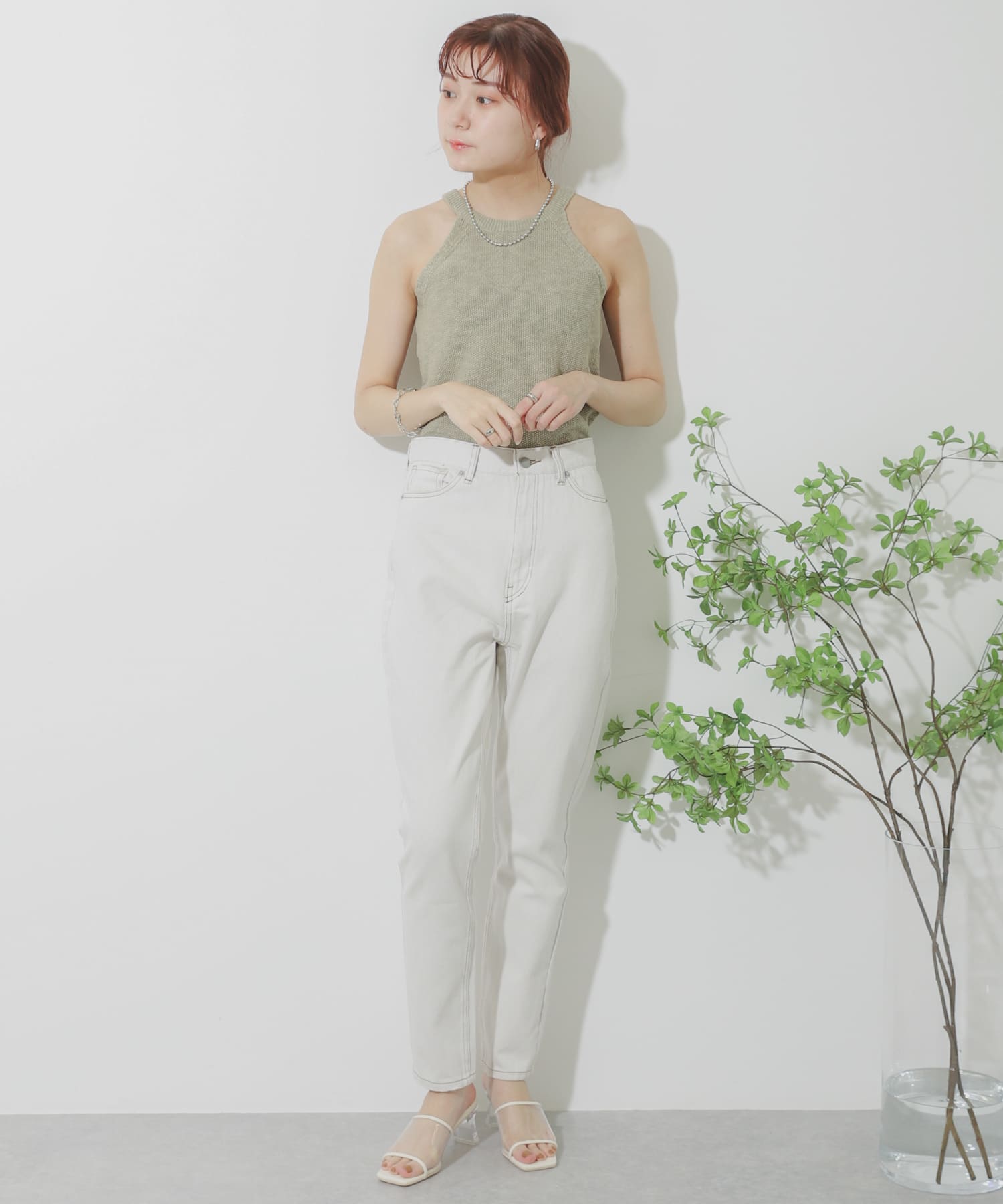 ワンバンドクリアヒールサンダル IVORY S