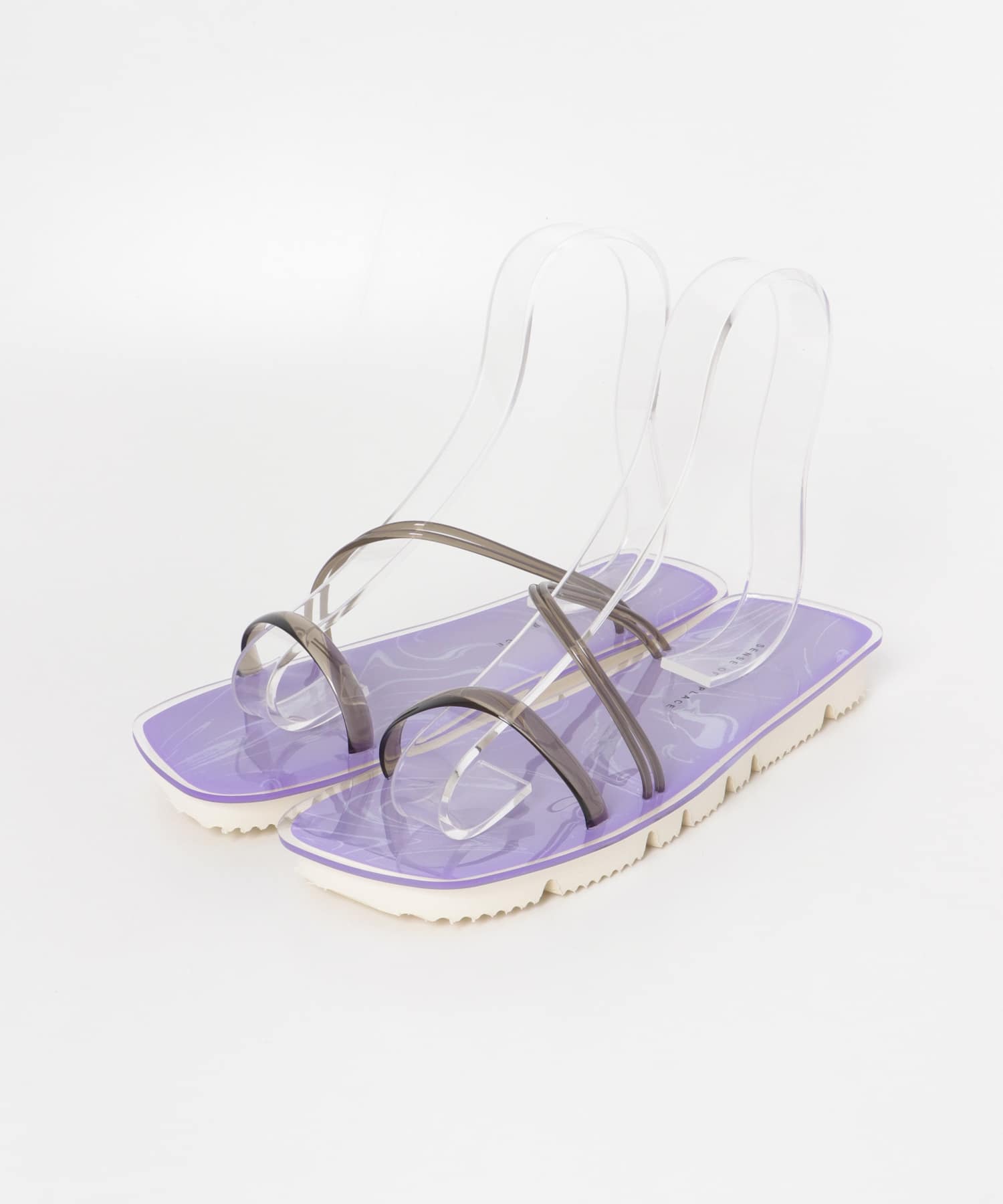 PVCストラップクリアソールフラットサンダル PURPLE S