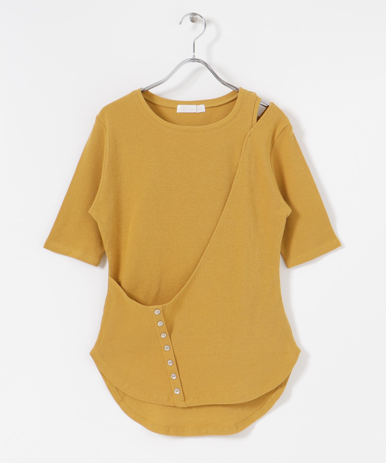 レイヤードボタンディテールトップ YELLOW one