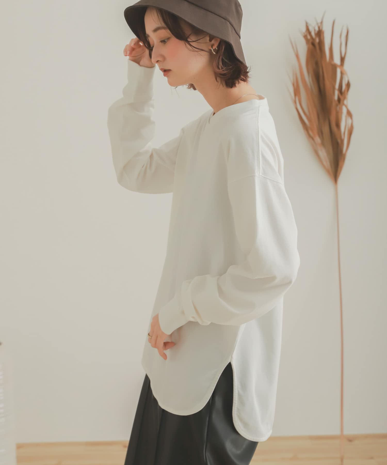 オーガニックコットンチュニックトップ OFF WHITE one