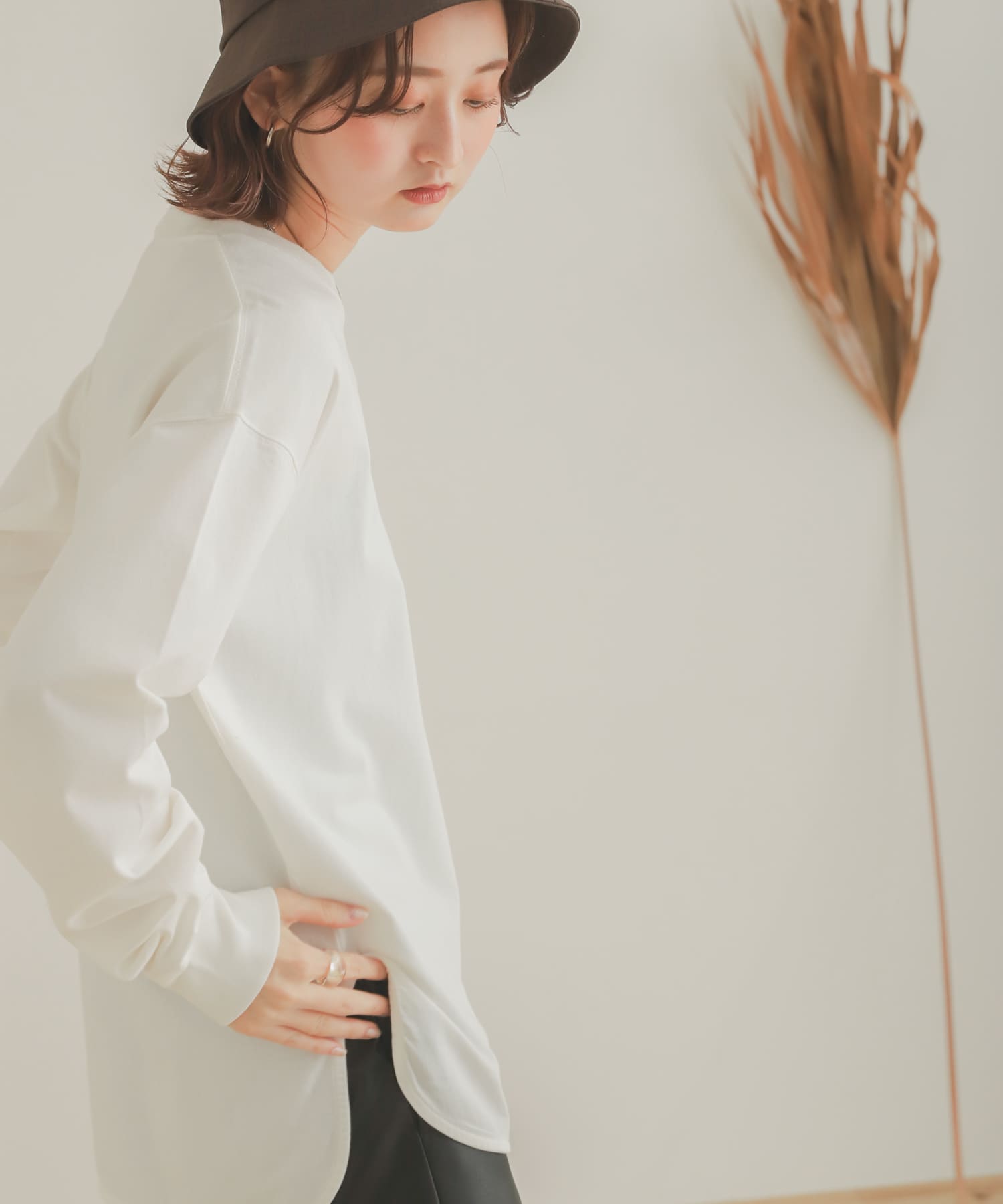 オーガニックコットンチュニックトップ OFF WHITE one