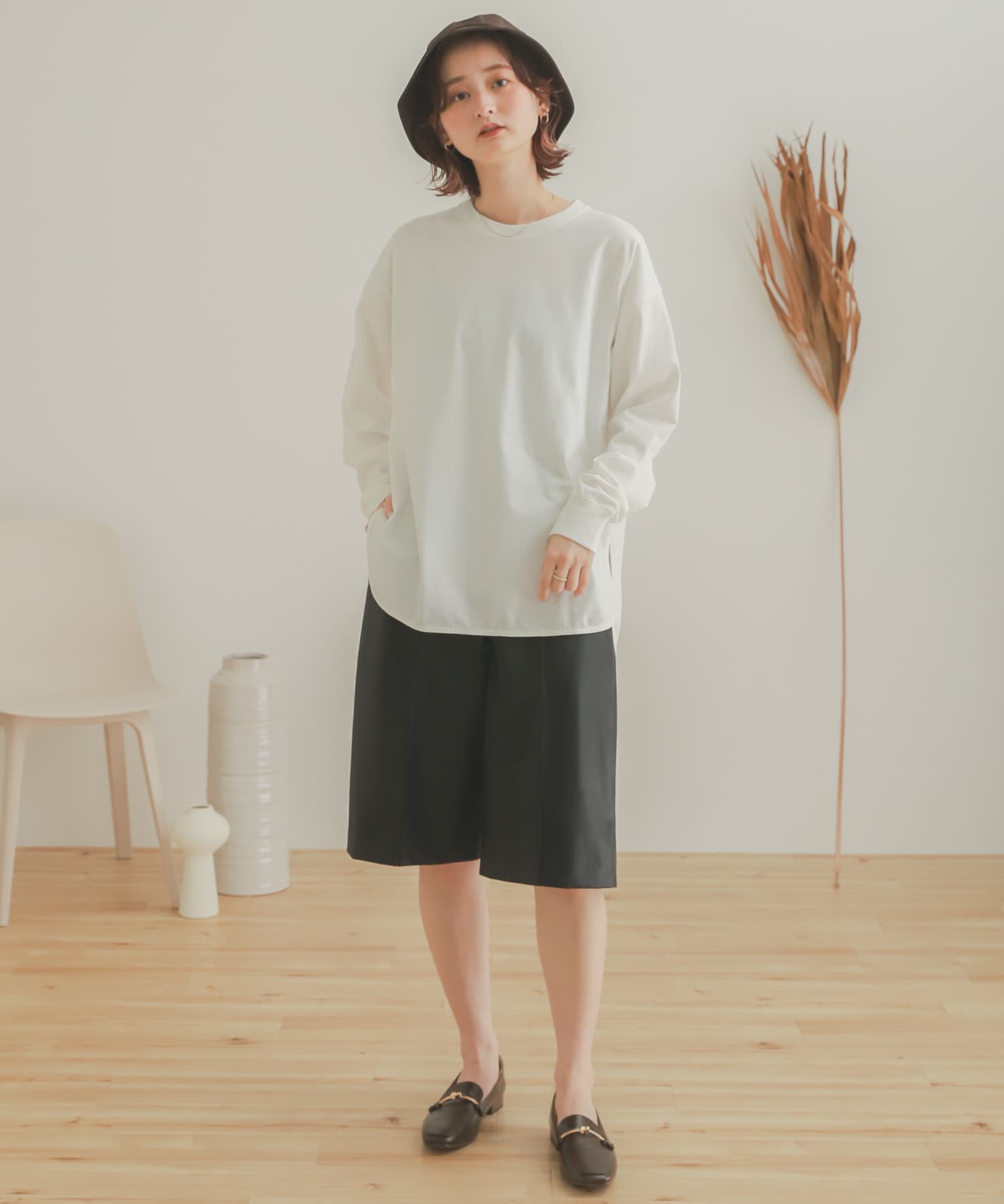 オーガニックコットンチュニックトップ OFF WHITE one