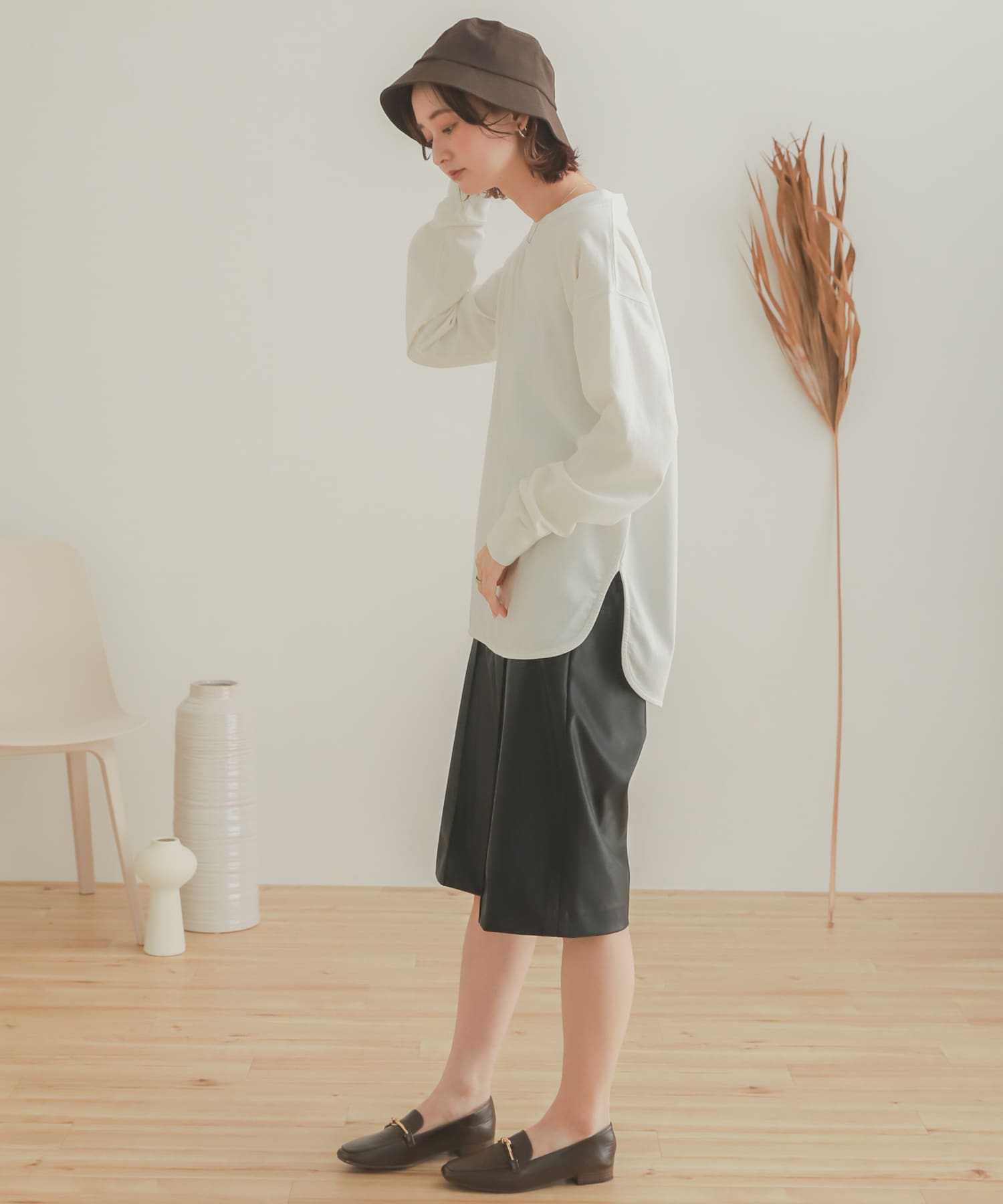 オーガニックコットンチュニックトップ OFF WHITE one