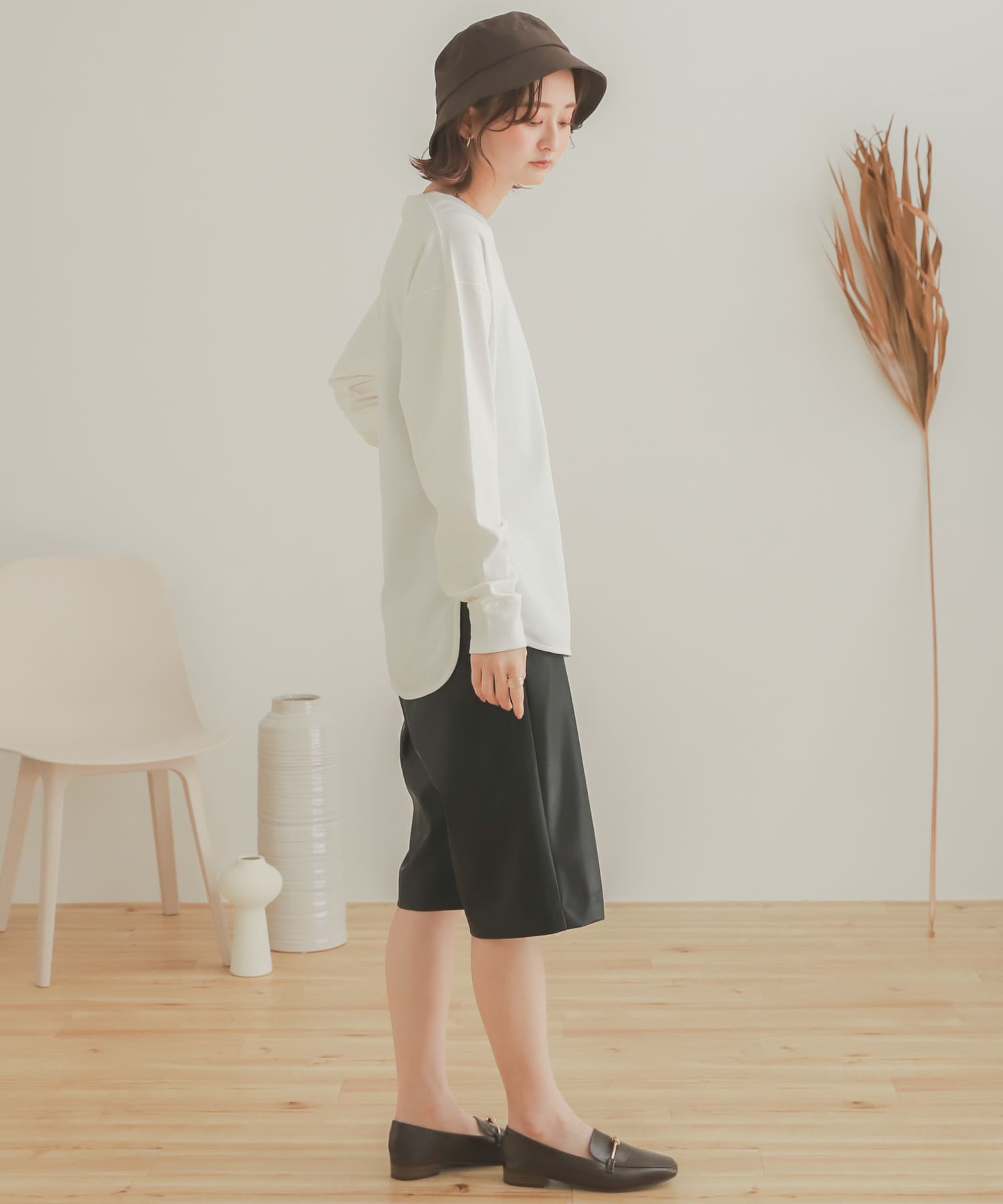 オーガニックコットンチュニックトップ OFF WHITE one
