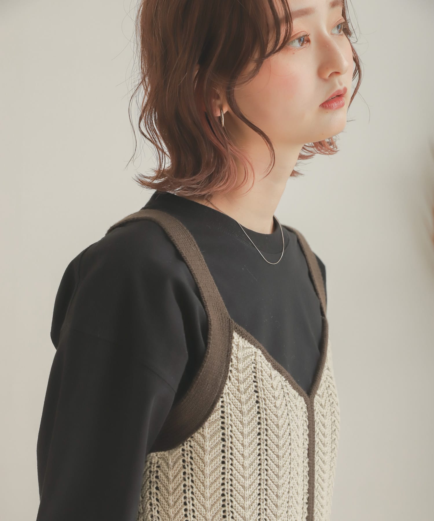 オーガニックコットンチュニックトップ BLACK one