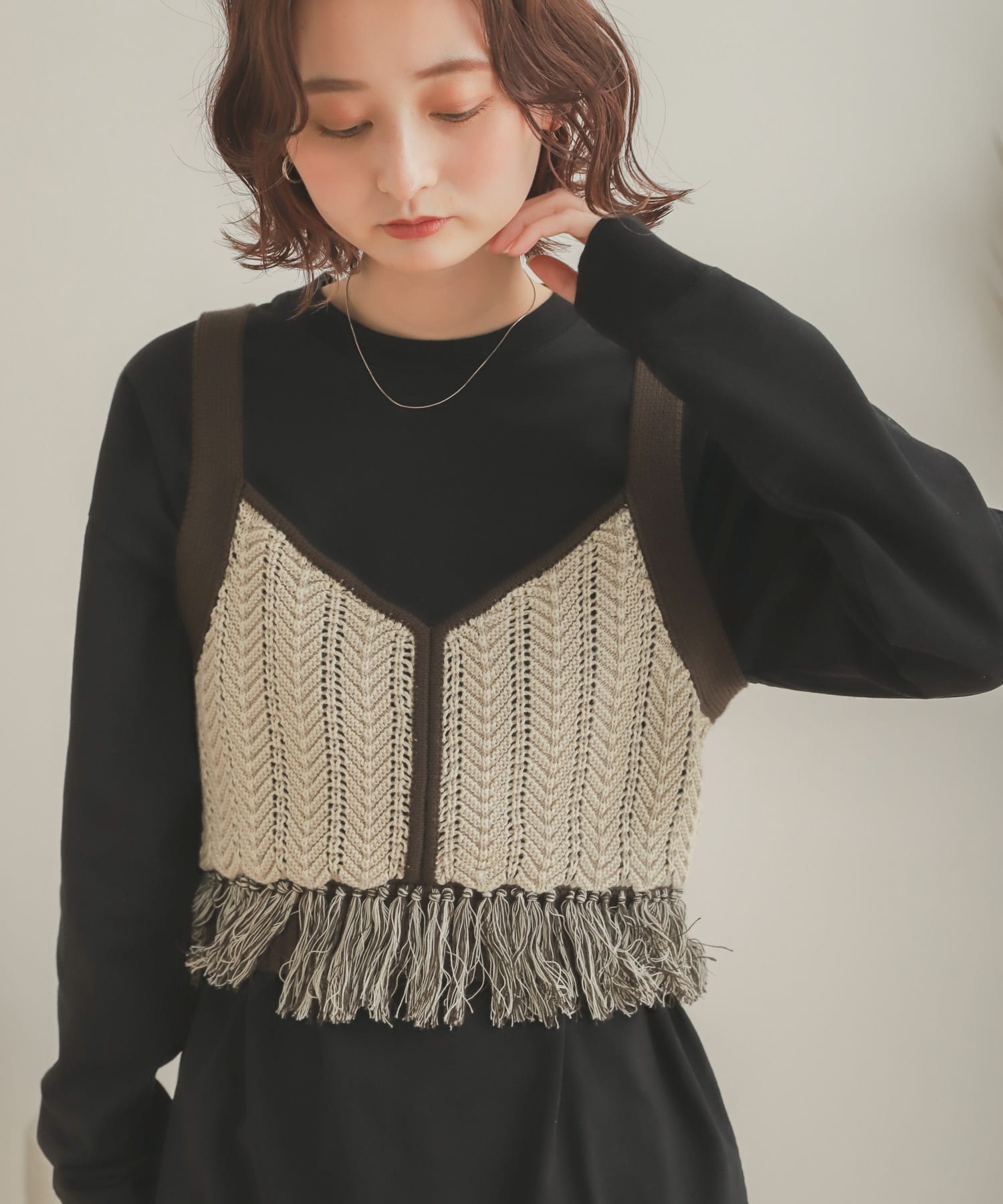 オーガニックコットンチュニックトップ BLACK one