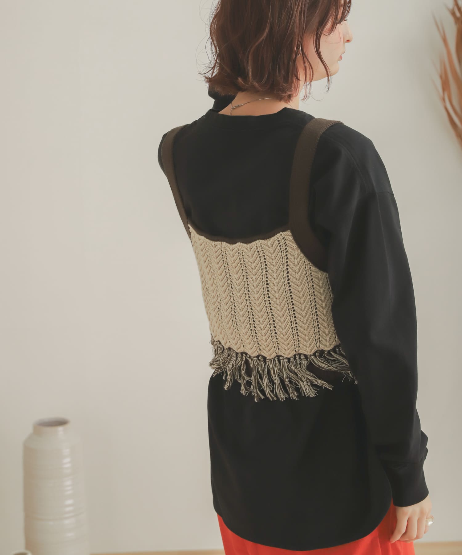 オーガニックコットンチュニックトップ BLACK one