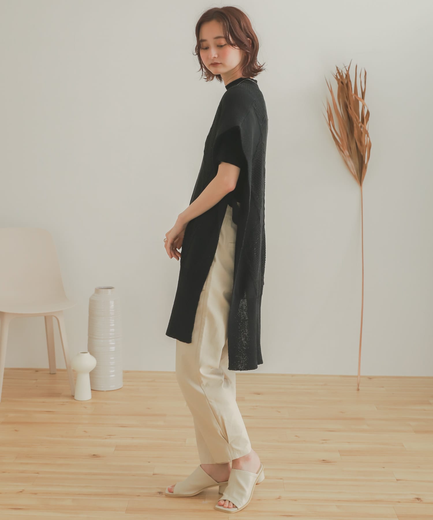ロングケーブルベスト BLACK one