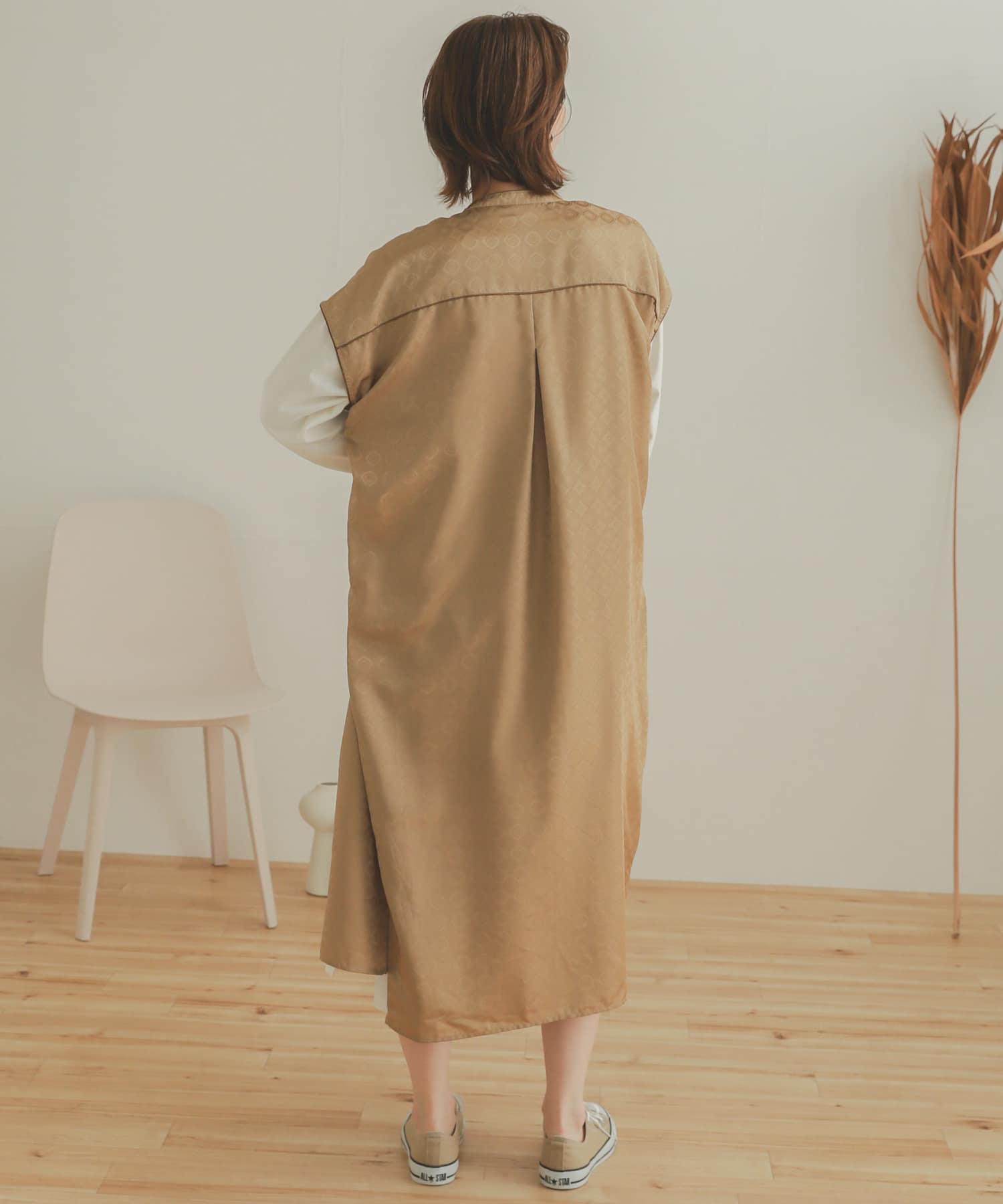 パイピングチャイナロングトップ BEIGE one