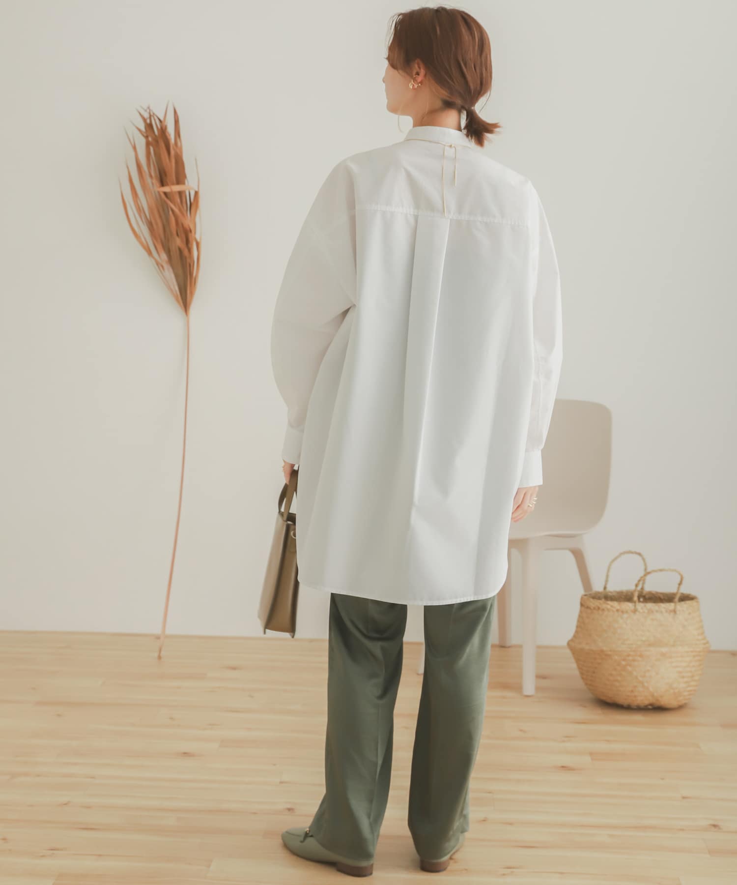 サテンリラックスパンツ KHAKI M