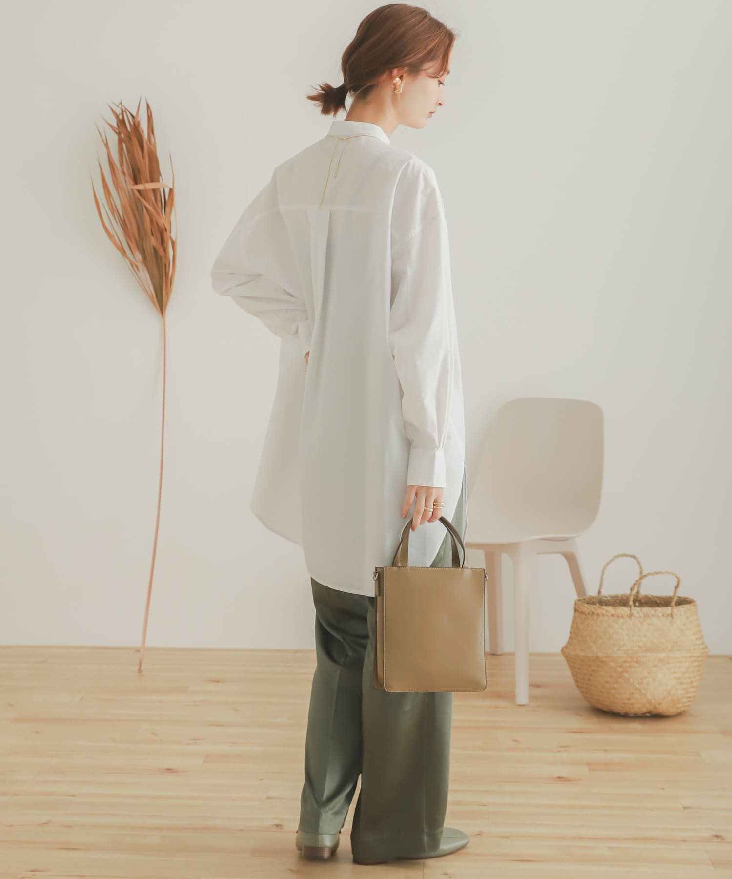サテンリラックスパンツ KHAKI M