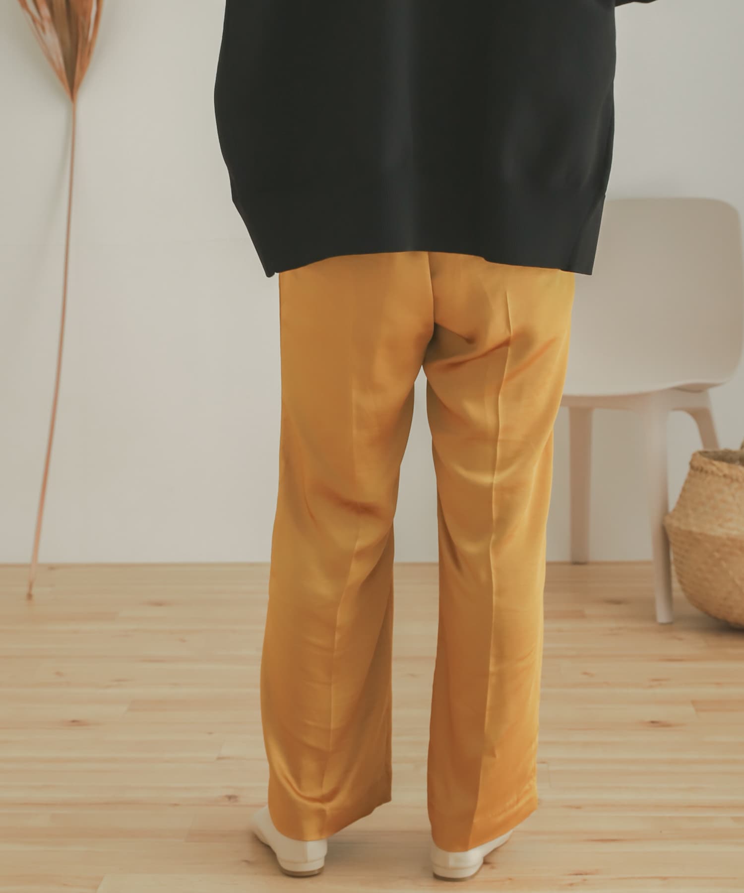 サテンリラックスパンツ MUSTARD S