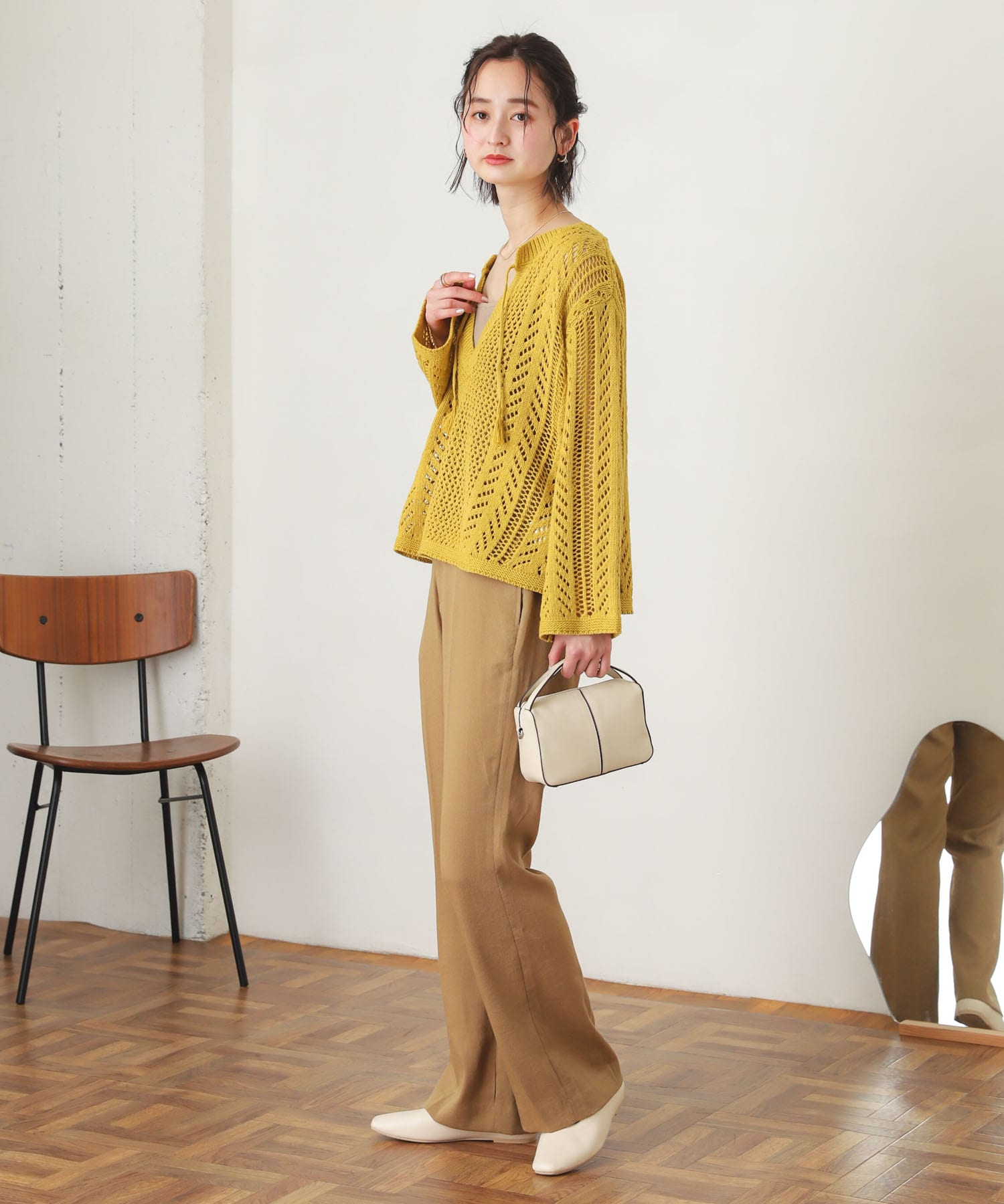 カルゼキックフレアパンツ BEIGE one