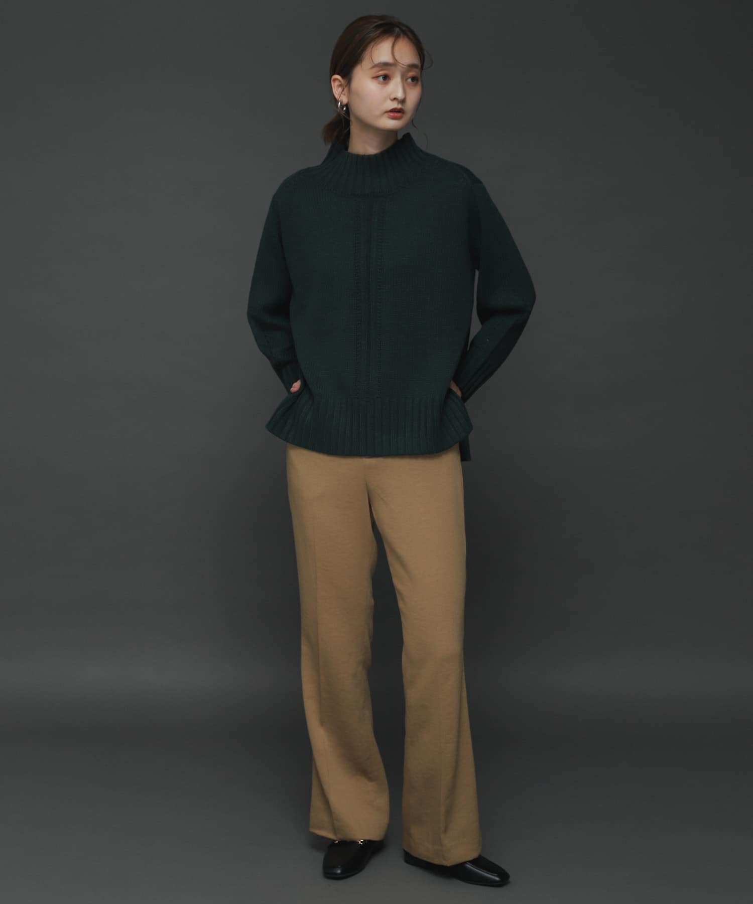 カルゼキックフレアパンツ BEIGE one