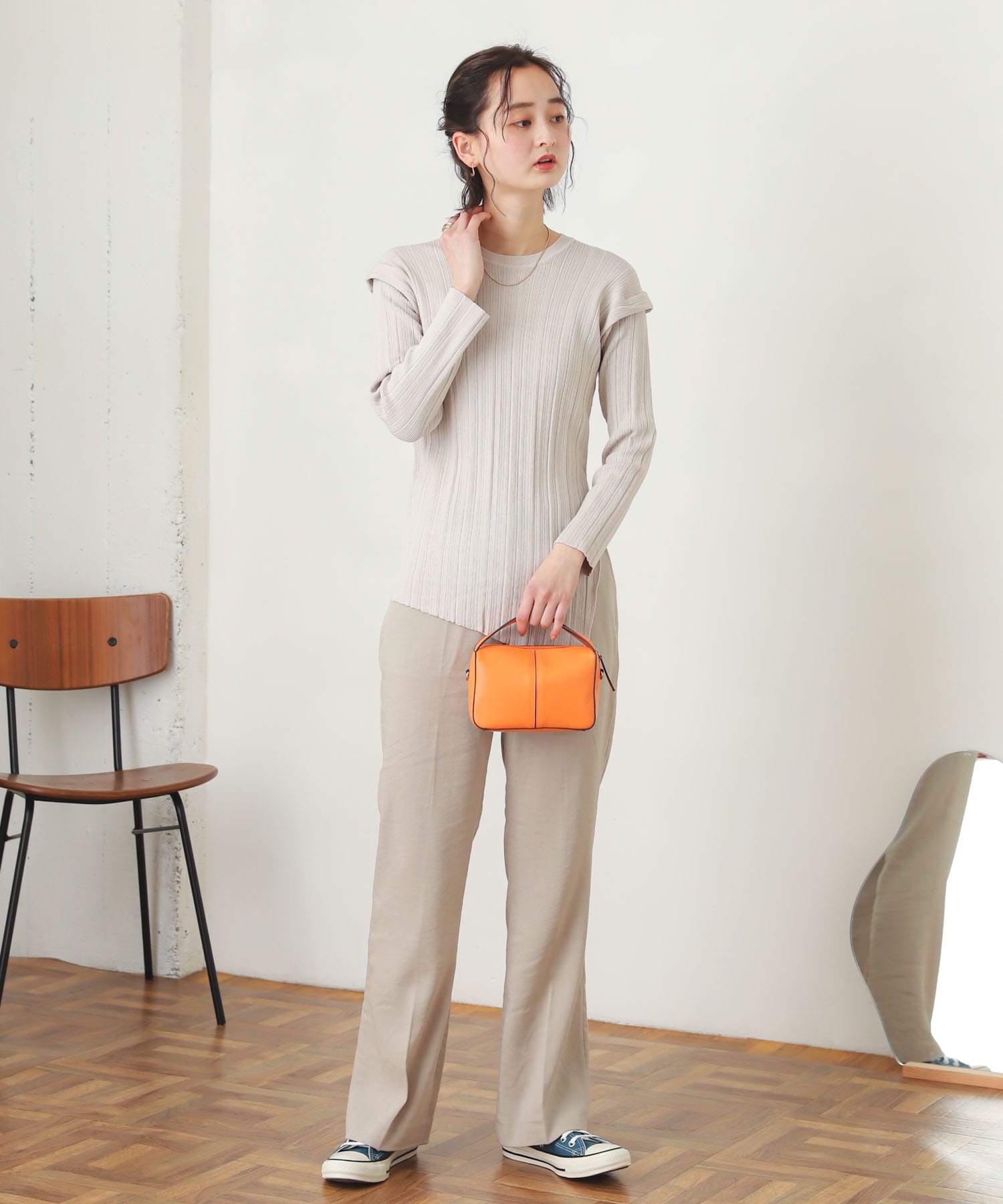 カルゼキックフレアパンツ GREIGE one