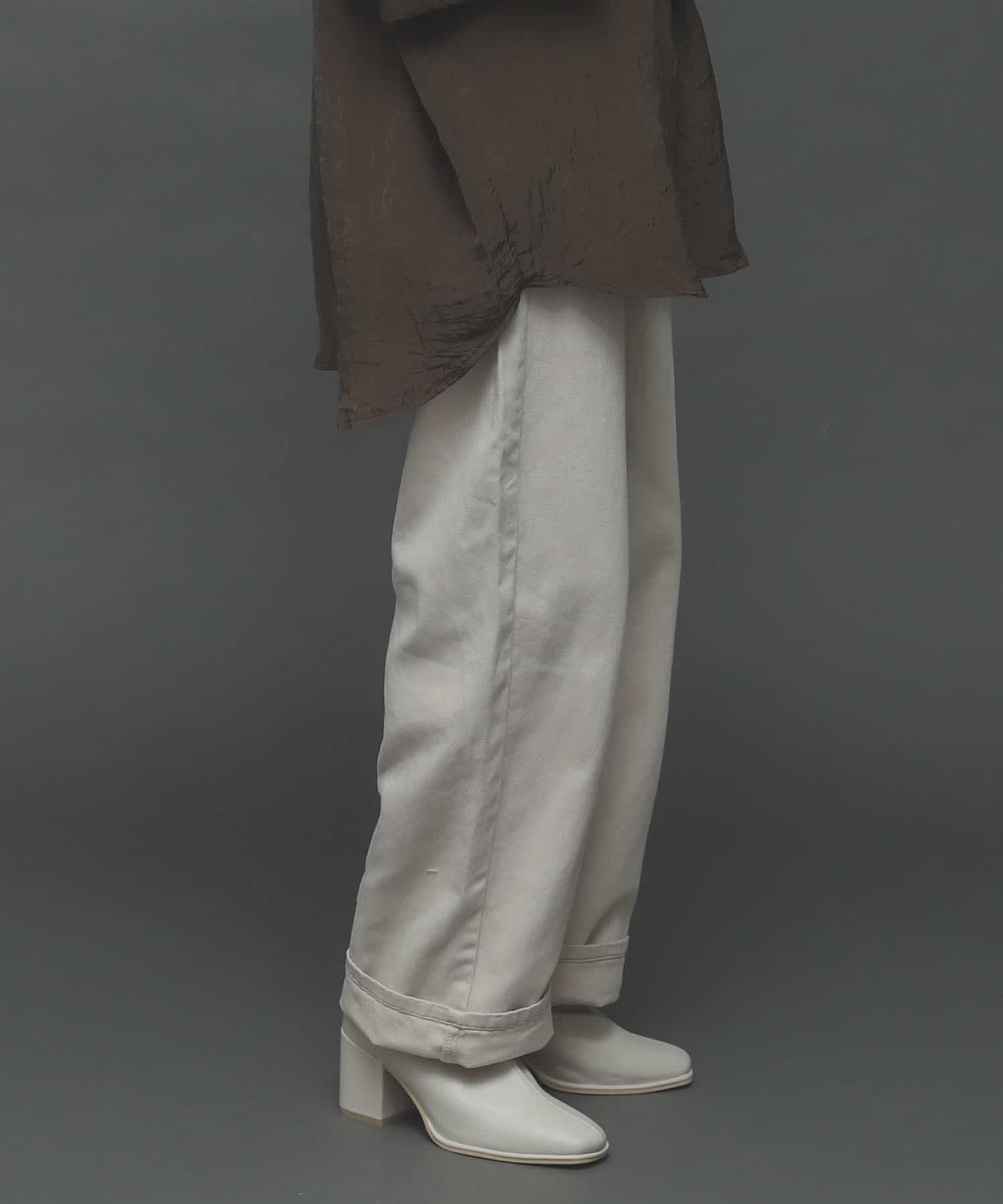 『TALLサイズあり』カラーカツラギパンツ IVORY S