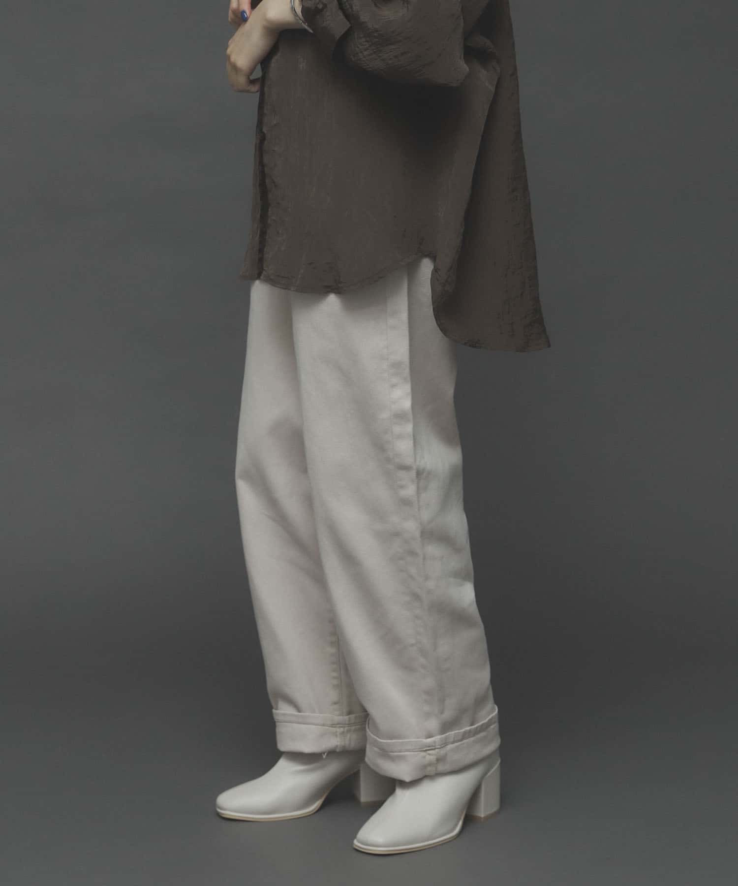 『TALLサイズあり』カラーカツラギパンツ IVORY S