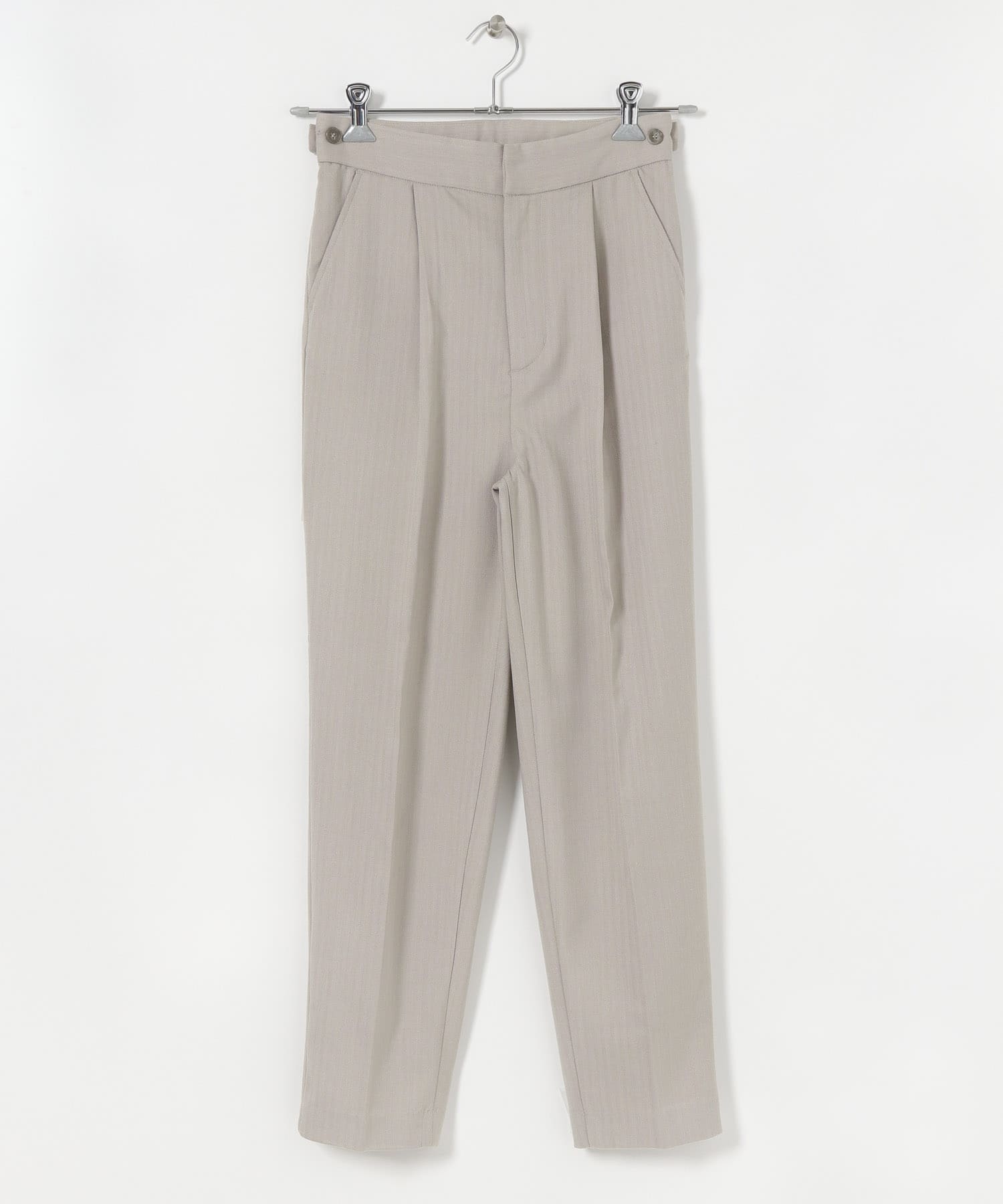 ヘリンボンテーパードパンツ GREIGE M