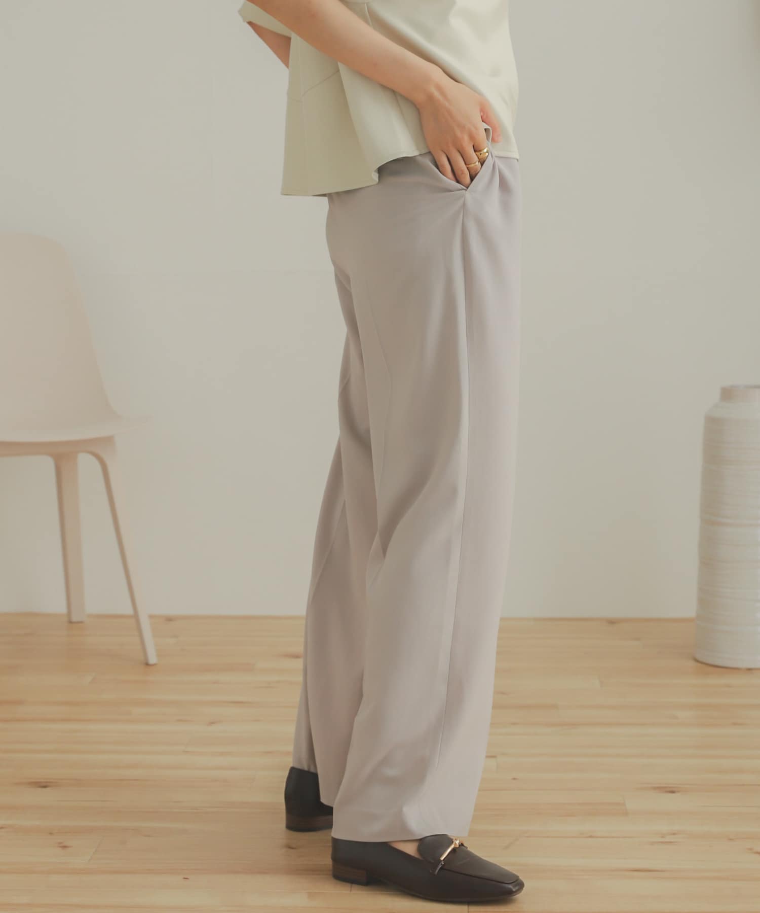 ジョーゼットワイドパンツ GREIGE XS