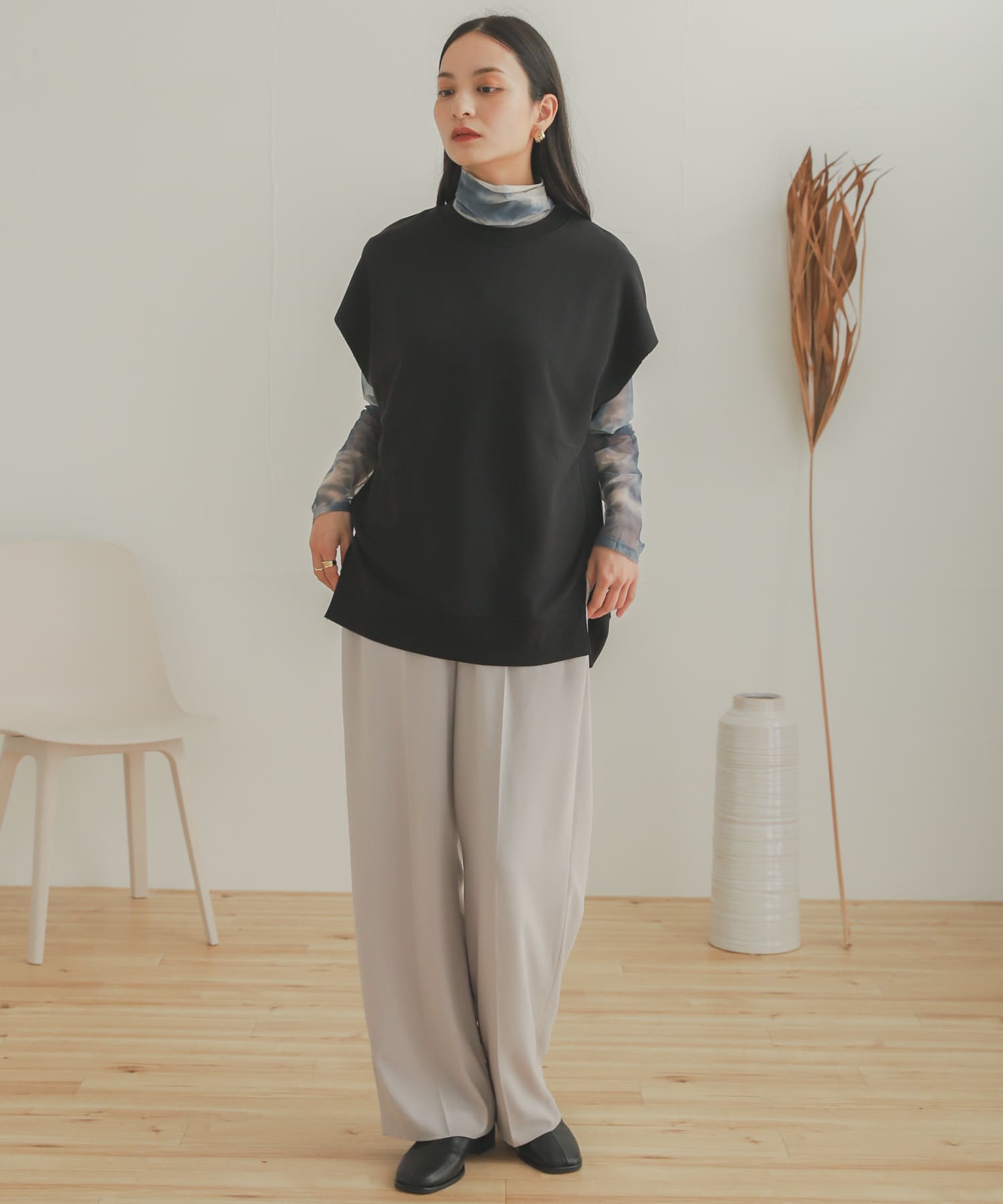 ジョーゼットワイドパンツ GREIGE S