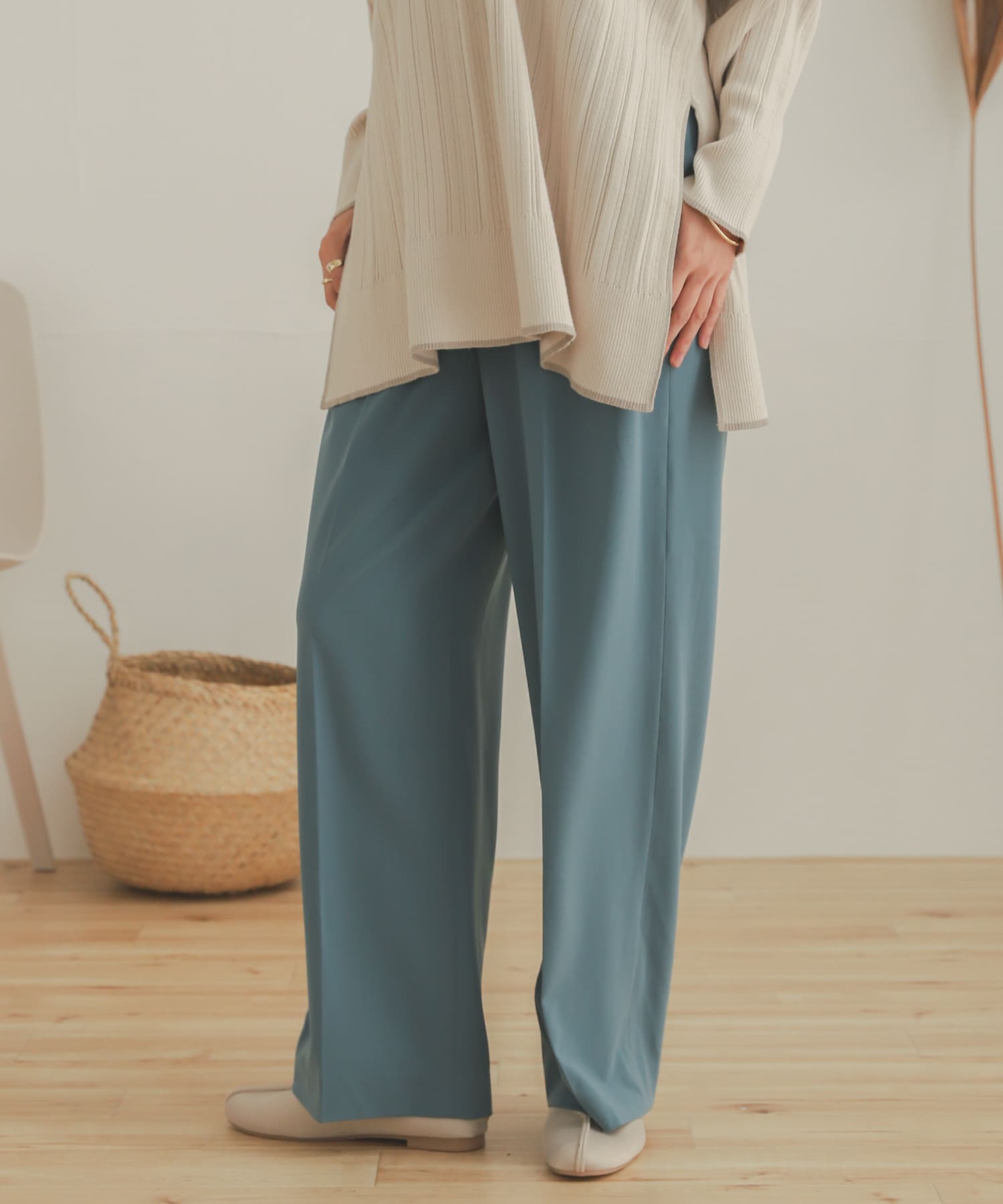 ジョーゼットワイドパンツ L.BLUE XS