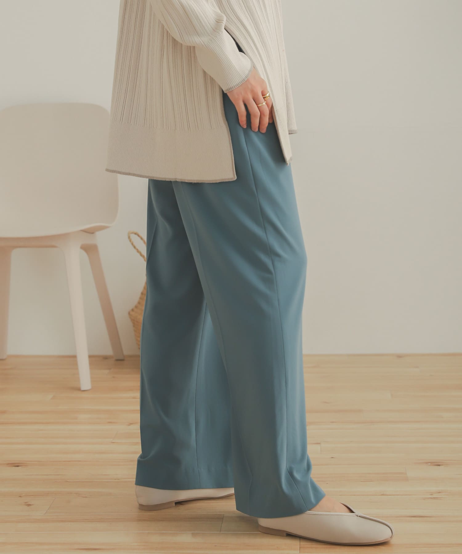 ジョーゼットワイドパンツ L.BLUE XS