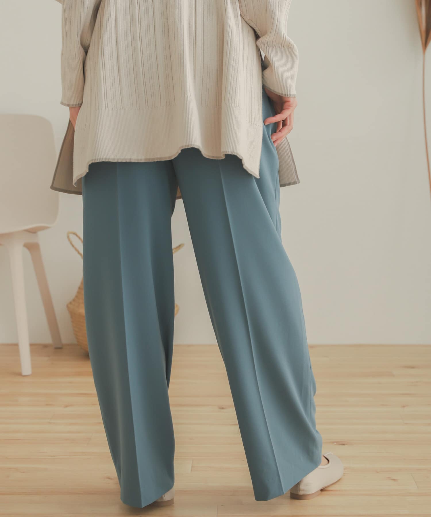 ジョーゼットワイドパンツ L.BLUE XS